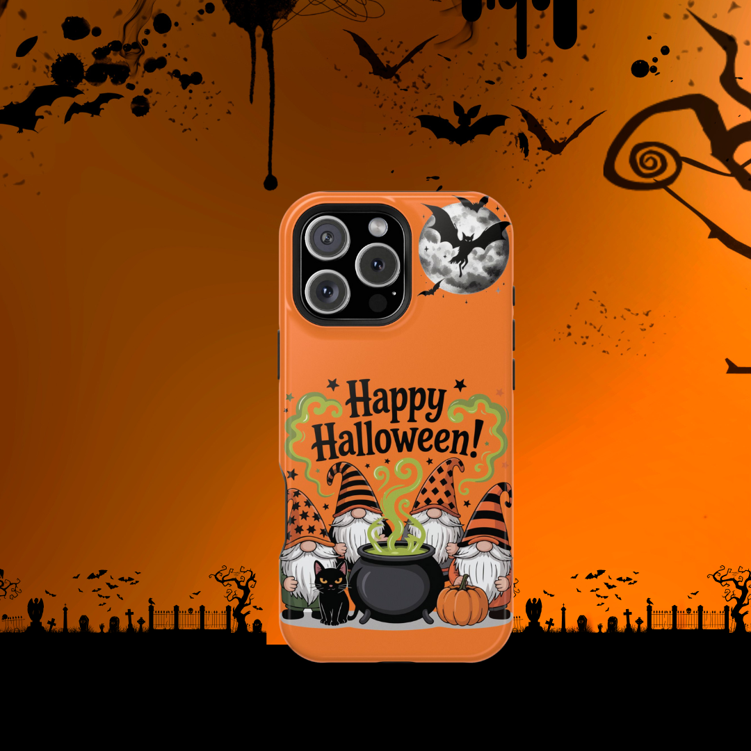 Halloween Gnome Phone Case | Impact-Resistant Cover | Happy Halloween Design, Spooky Gift, Fall Decor, Cute Gnome Case