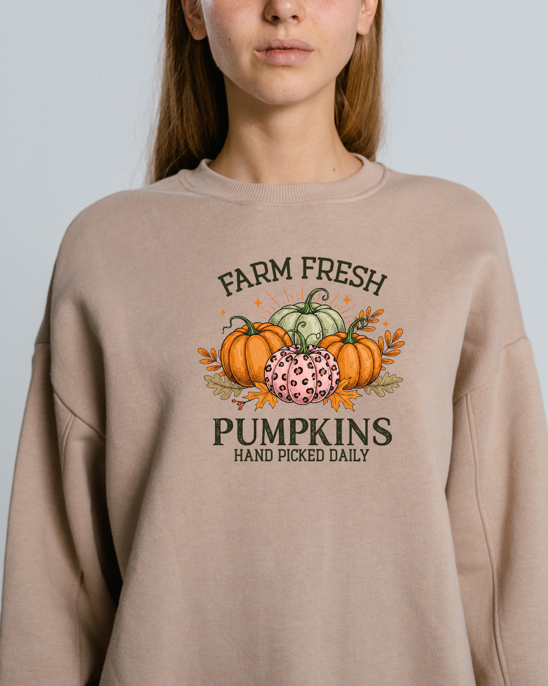 Farm Fresh Pumpkins Sweatshirt | Cozy Fall Apparel | Seasonal Gift | Halloween, Thanksgiving, Harvest Decor