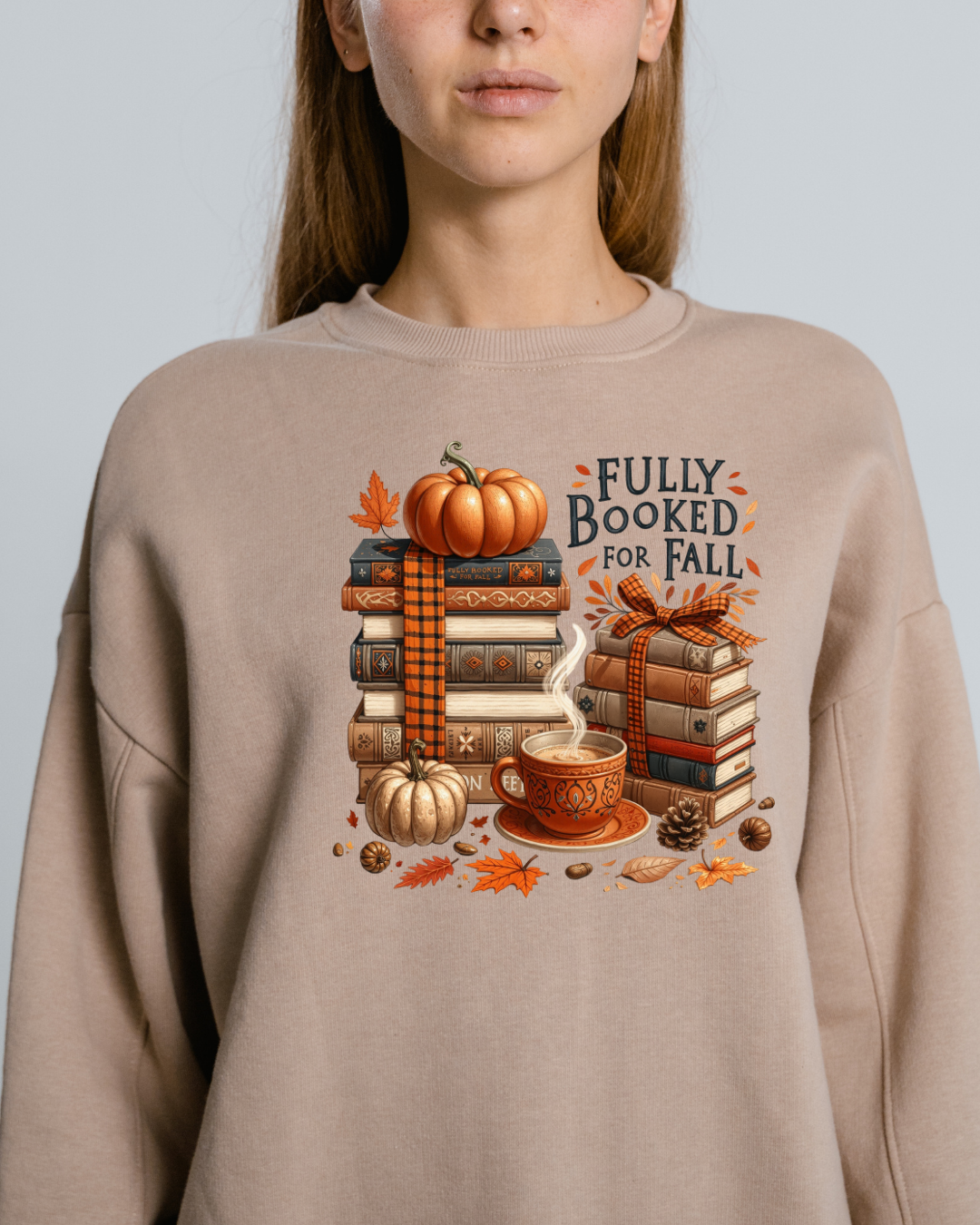 Fall-Themed Book Lover's Crewneck Sweatshirt, Cozy Sweatshirt for Readers, Fall Fashion, Halloween Gift, Bookish Apparel