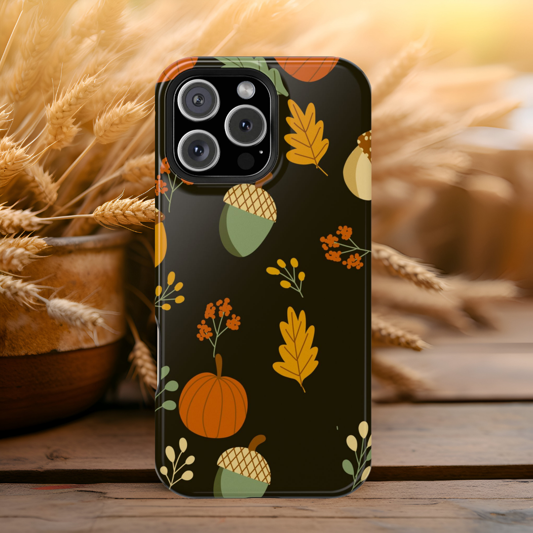 Autumn Floral Phone Case, Fall Design, Cute Acorn Print, Thanksgiving Gift, Nature Lovers, Seasonal Accessories
