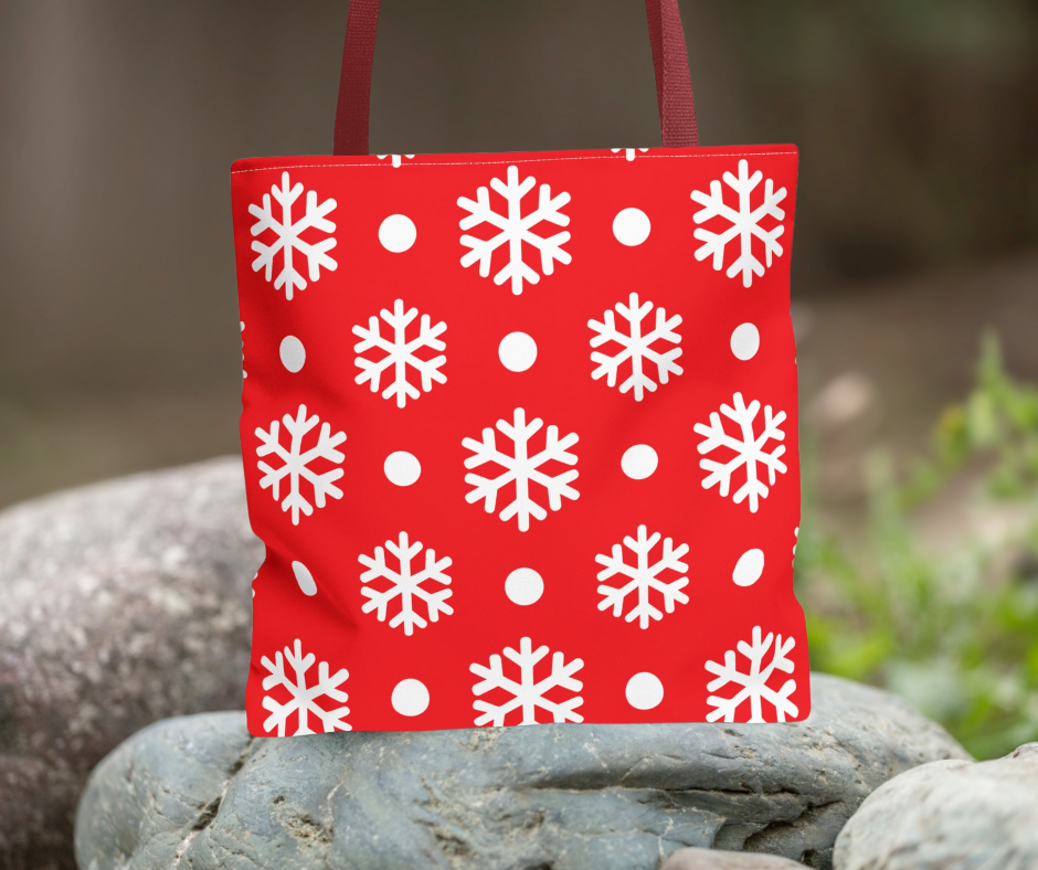 Festive Snowflake Tote Bag - Perfect for Winter, Christmas Shopping, Gift Bags, Holiday Decor, On-the-Go Essentials