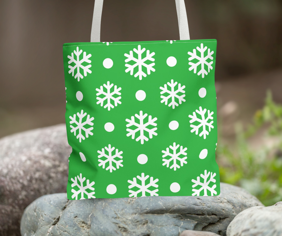 Festive Snowflake Tote Bag - Perfect for Winter, Christmas Shopping, Gift Bags, Holiday Decor, On-the-Go Essentials