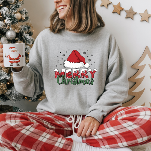 Festive Merry Christmas Crewneck Sweatshirt, Holiday Gift, Sweater, Christmas Apparel, Winter Fashion, Cozy Sweatshirt