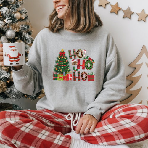 Festive Holiday Sweatshirt - Perfect Christmas Gift, Cozy Crewneck, Seasonal Style, Ho Ho Ho Design, Winter Wear