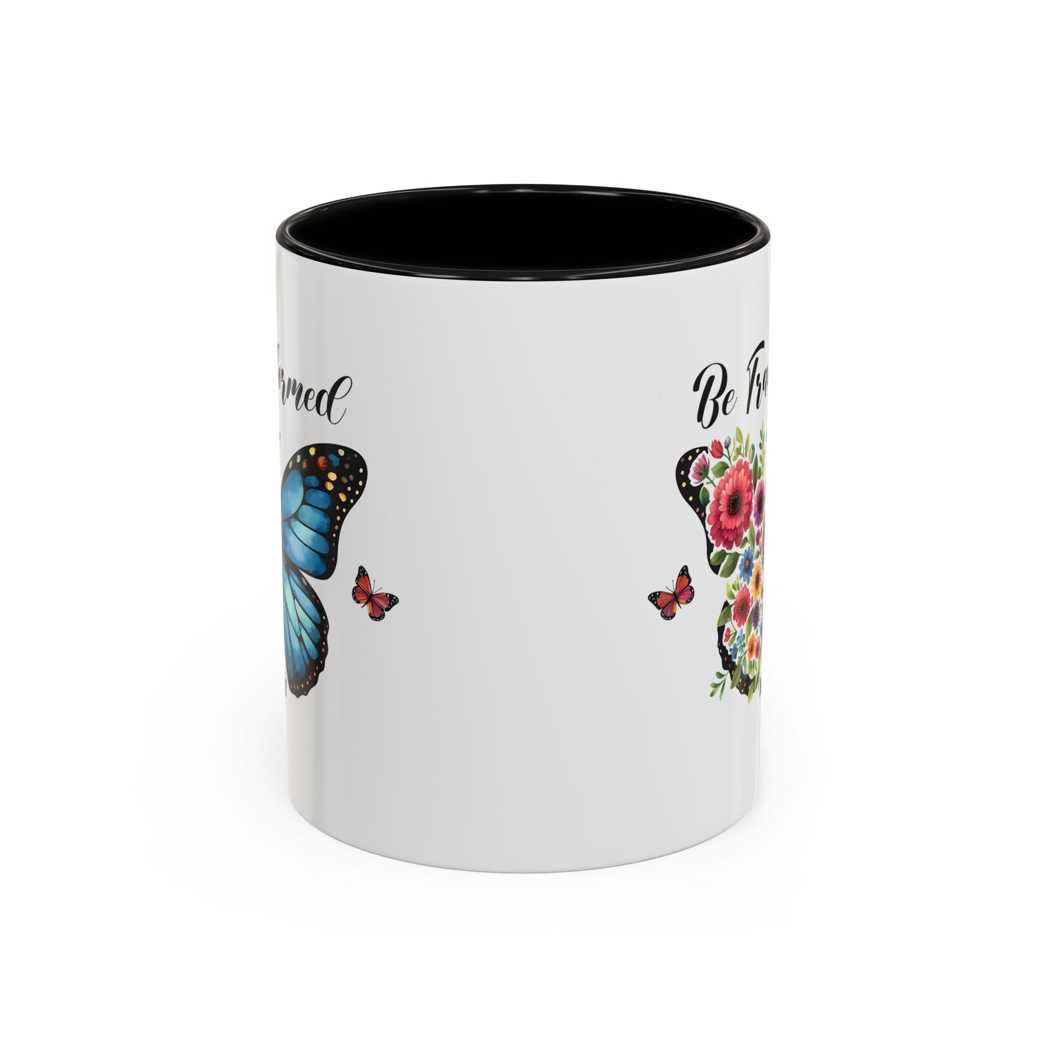 Be Transformed Butterfly Scripture Accent Coffee Mug