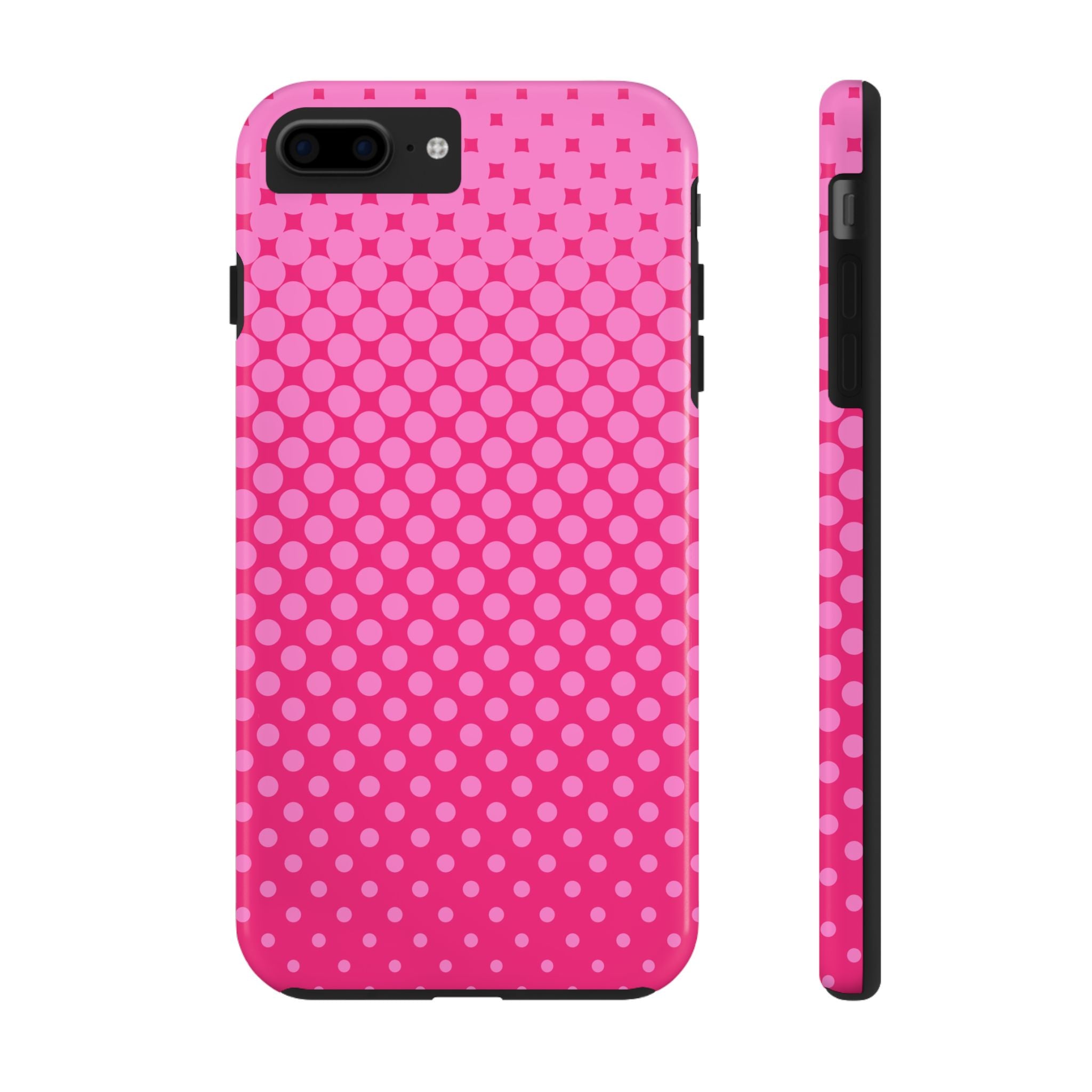 Vibrant Pink Polka Dot Tough Phone Cases - Stylish and Durable Protection