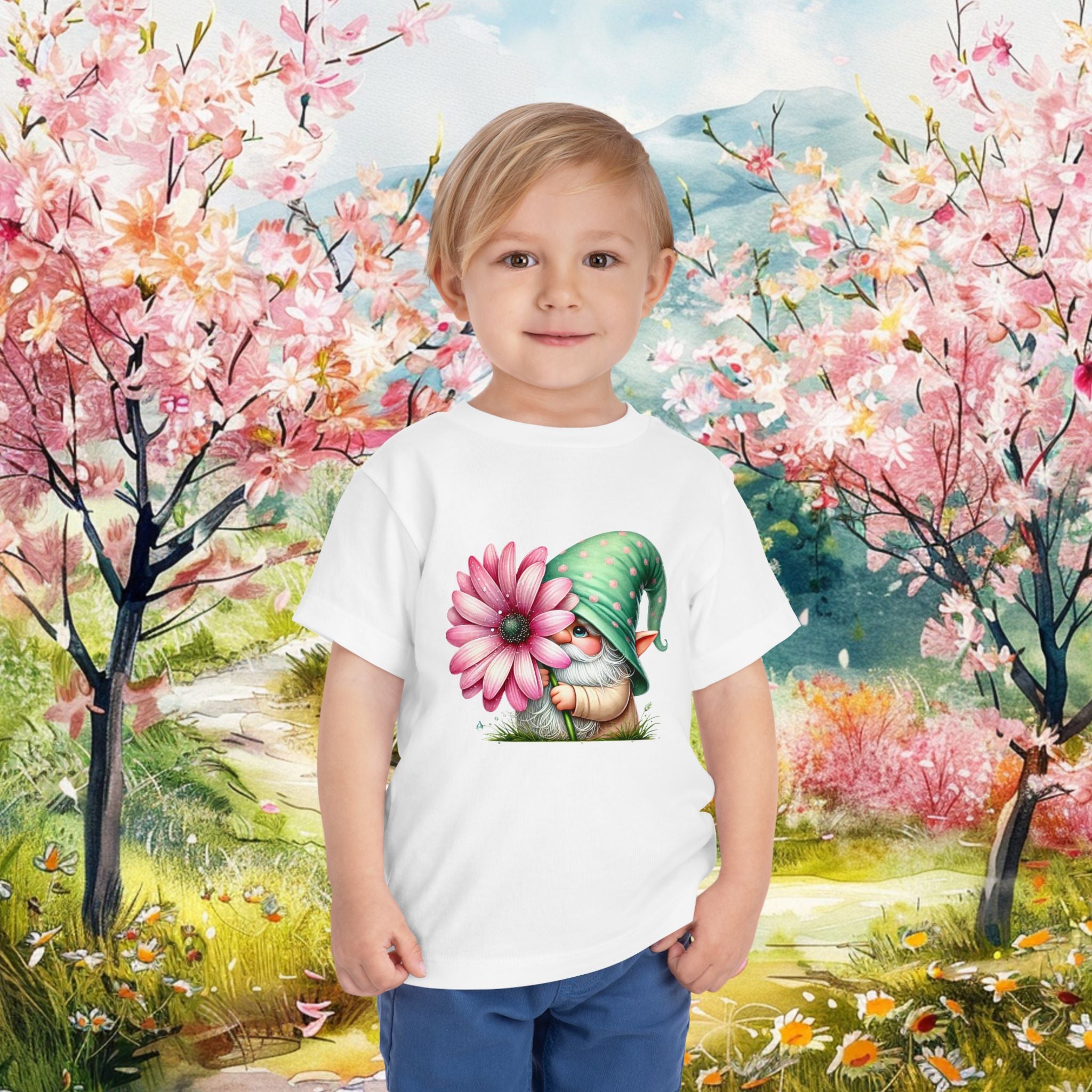 Cute Toddler Gnome Tee with Flower Spring Easter Short Sleeve Shirt
