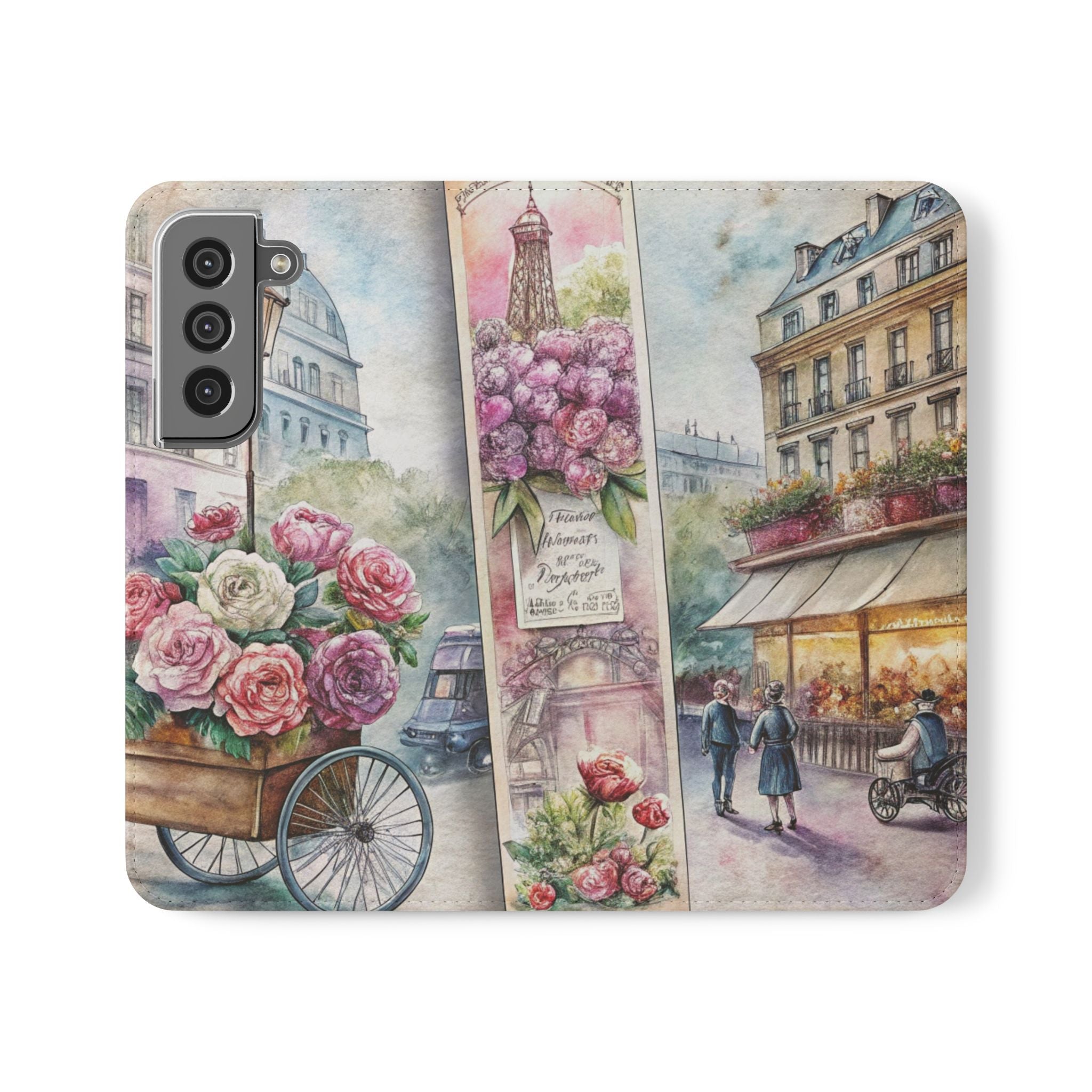 Chic Floral Artistic Flip Case iPhone Samsung Parisian Vintage Design