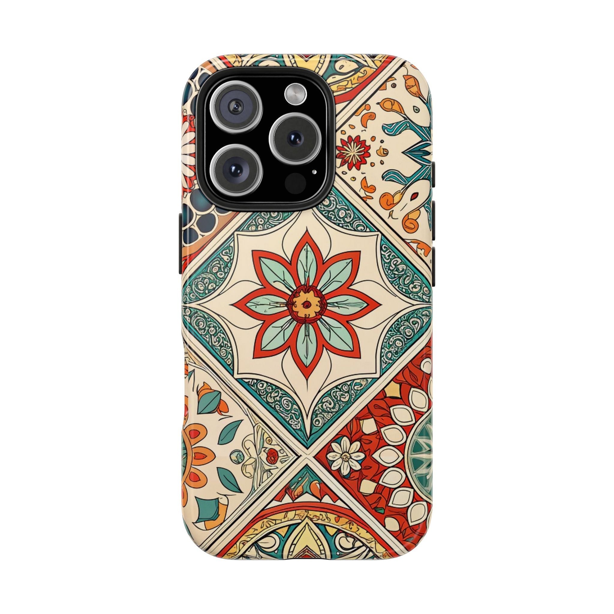 Beautifully Designed Tough Impact Resistant Phone Case With Floral Mosaic Pattern Perfect for Daily Protection iPhone Samsung Cover