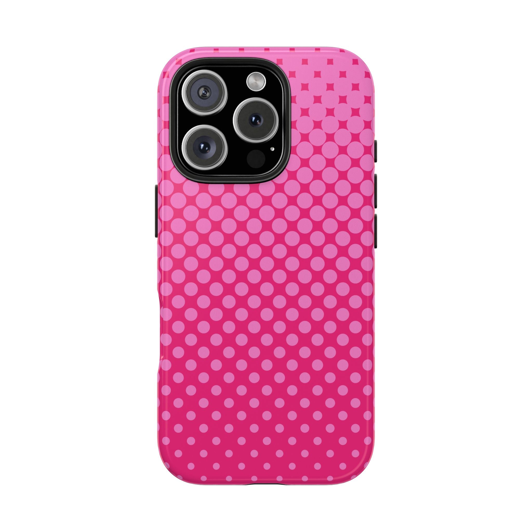 Vibrant Pink Polka Dot Tough Phone Cases - Stylish and Durable Protection