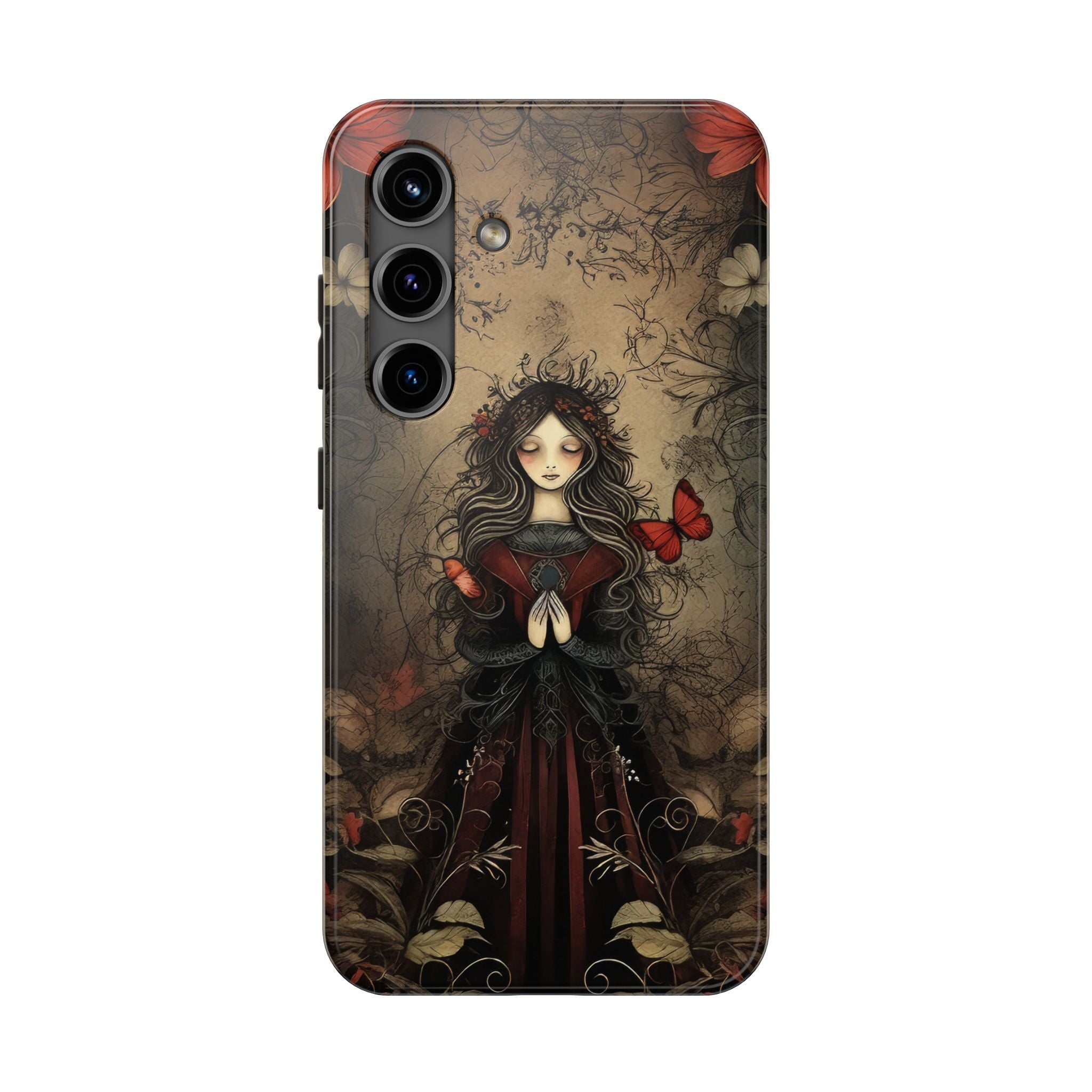 Retro Style Victorian Woman With Butterflies Phone Case
