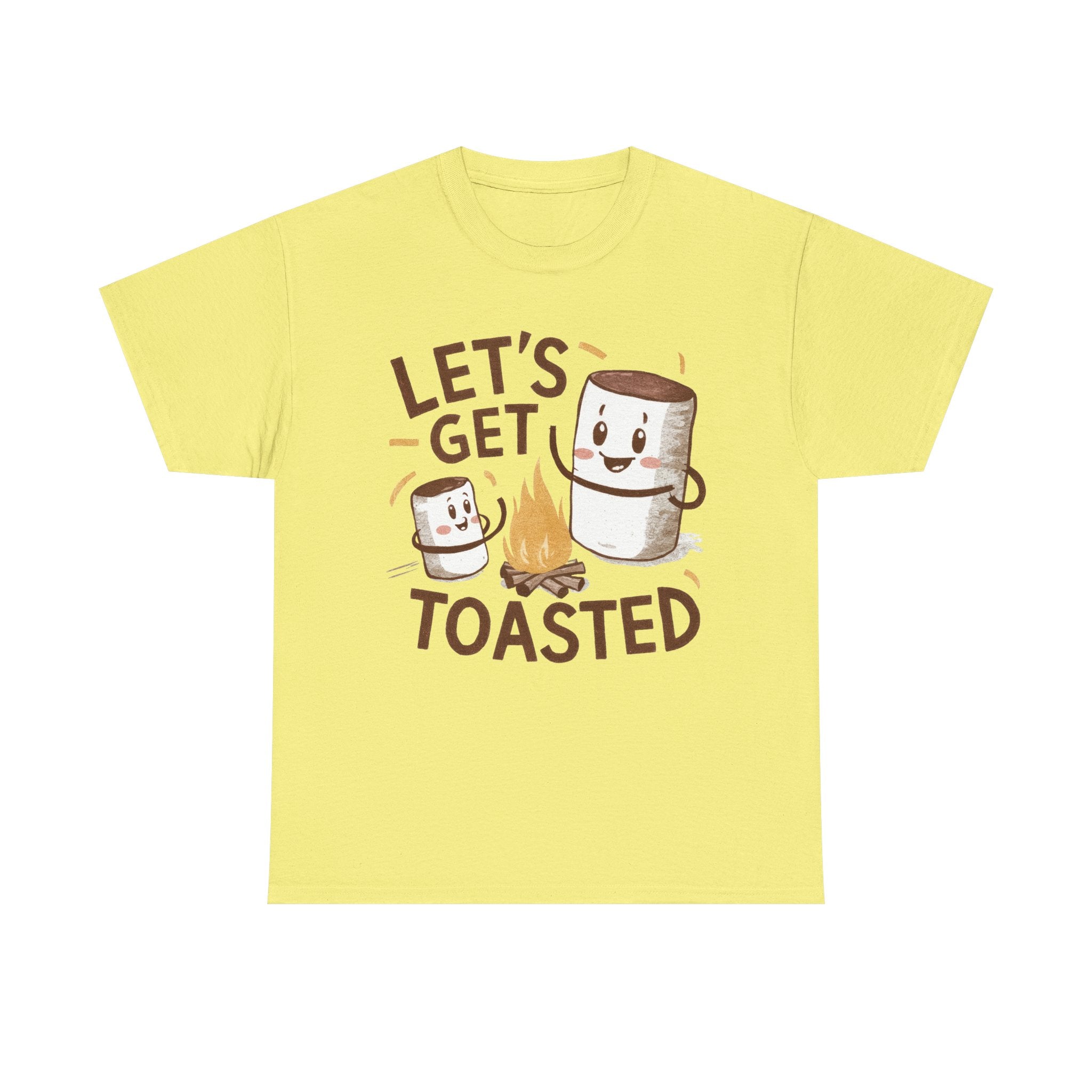 Funny Campfire T-Shirt "Let's Get Toasted" Heavy Cotton Tee for Outdoor Lovers