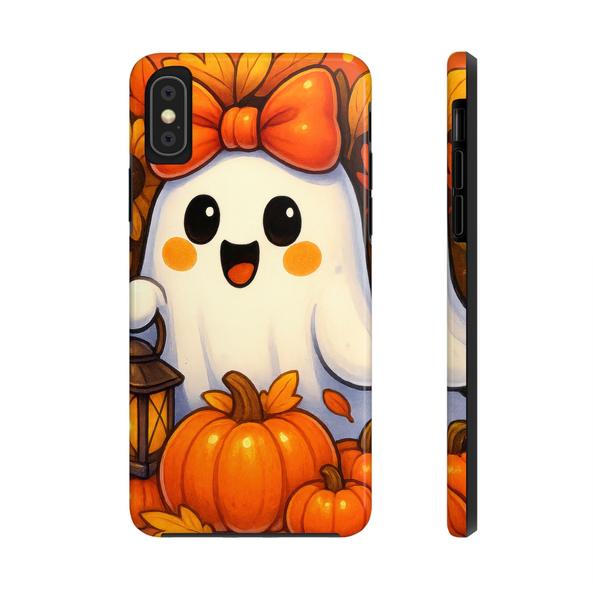 Charming Halloween Tough Phone Case - Ghost with Pumpkins Design, Fall Decor, Spooky Season, Cute Accessories