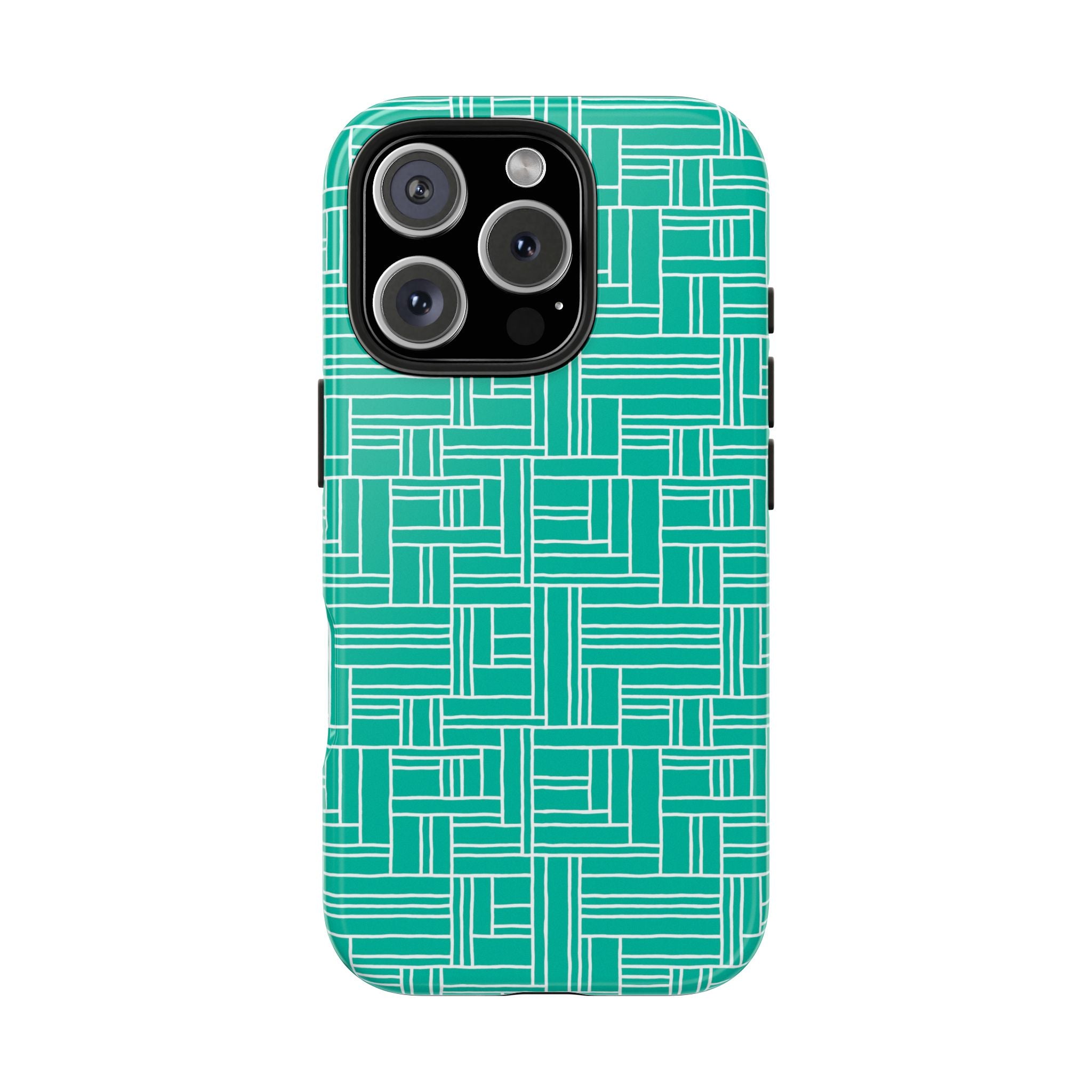 Green Blocks Tough iPhone Samsung Case, Trendy Phone Cover for Gift, Durable Phone Protector, Modern Design for Men and Women