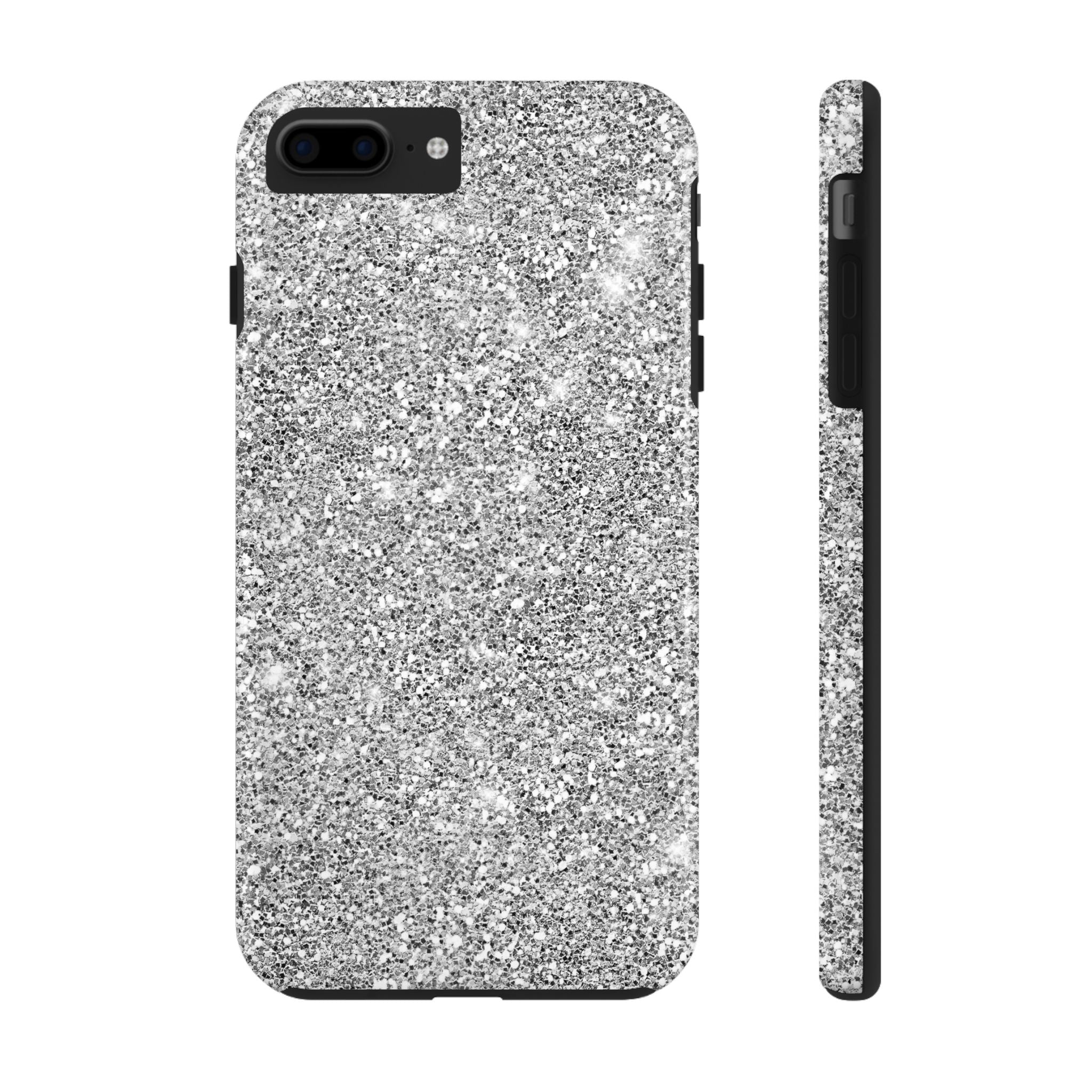 Silver Glitter Tough Impact Resistant Phone Case Stylish & Durable Protection iPhone Samsung Cover