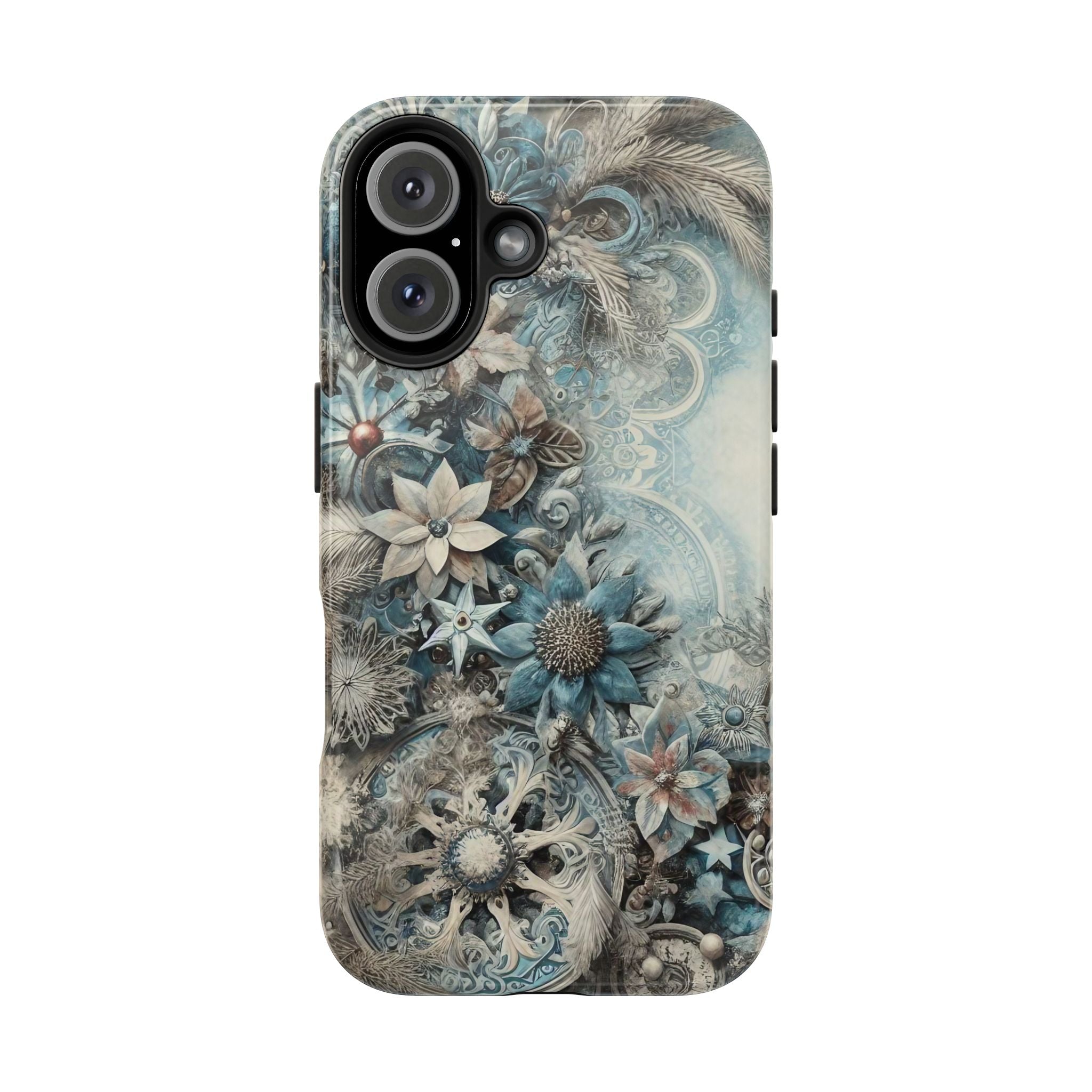 Blue Floral Winter Tough Mobile Phone Case