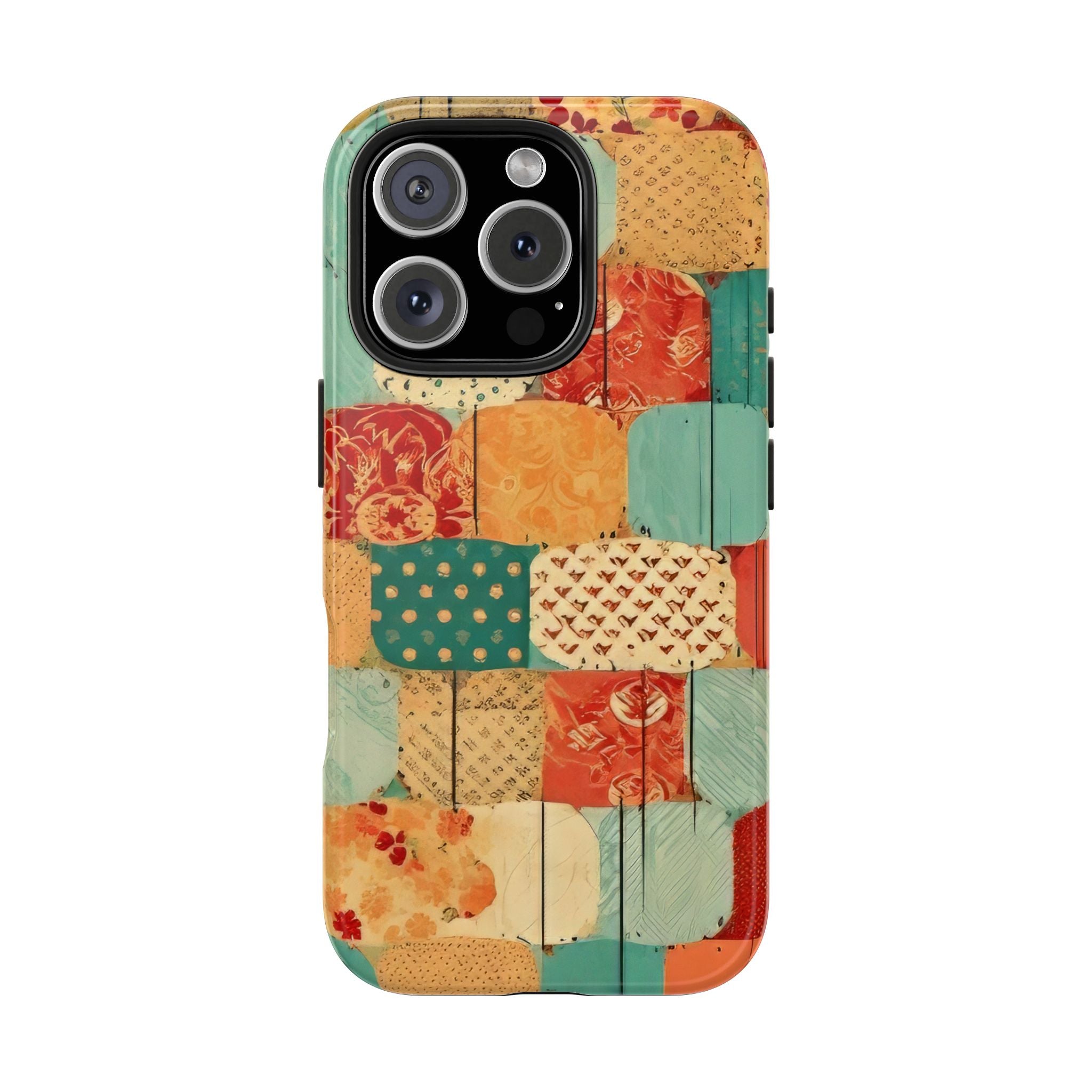 Artisan Patchwork Tough Impact Resistant Phone Case Stylish & Durable Chic Design iPhone Samsung Cover