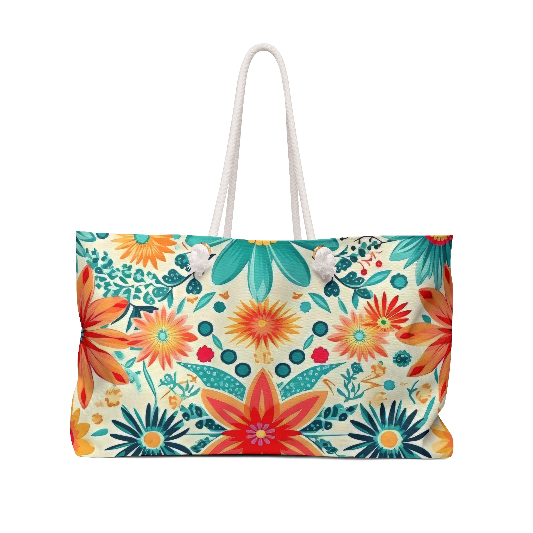 Vibrant Floral Extra Large Tote Bag Perfect for Travel & Weekend Summer Beach Getaways