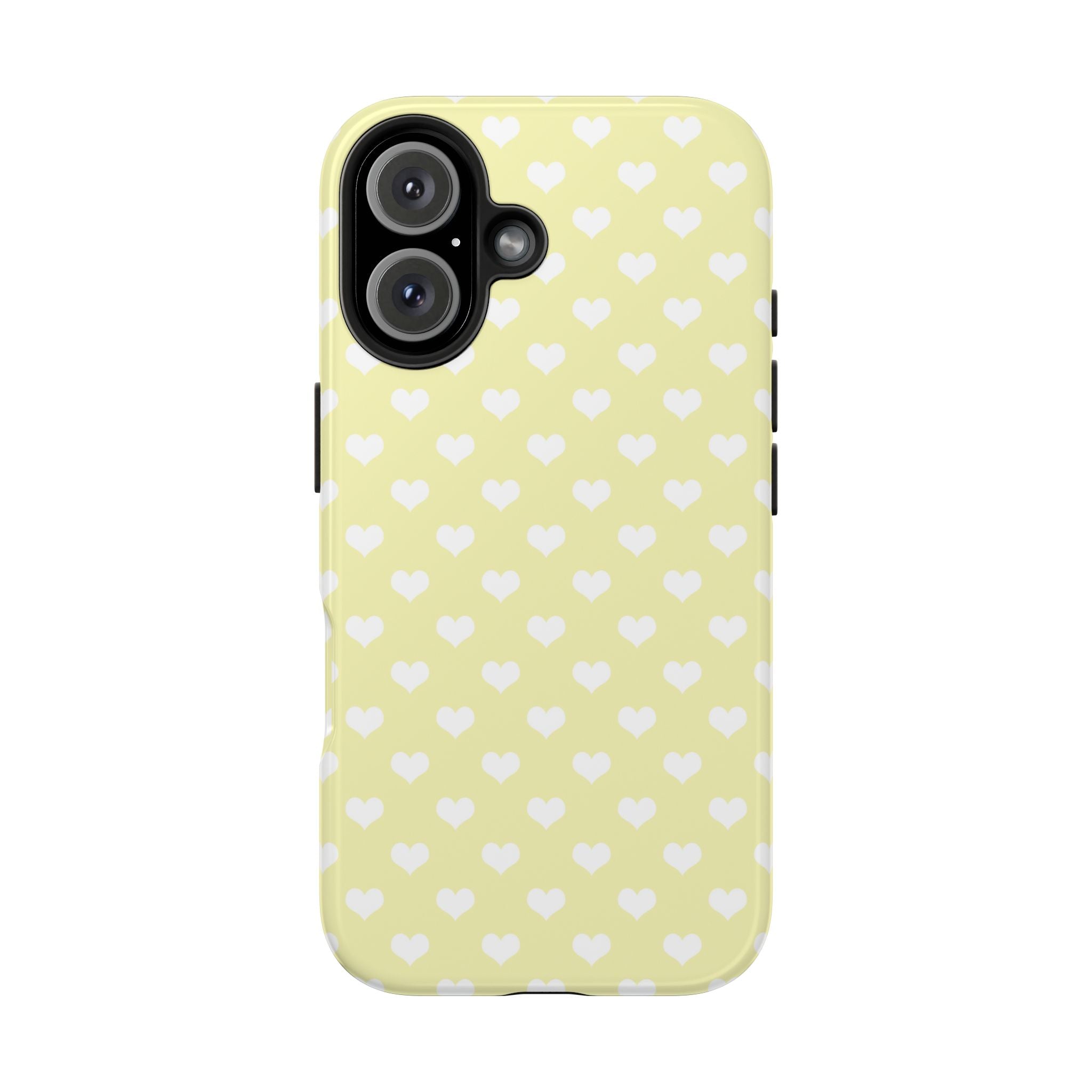 Pastel Yellow & White Hearts Tough Mobile Phone Case