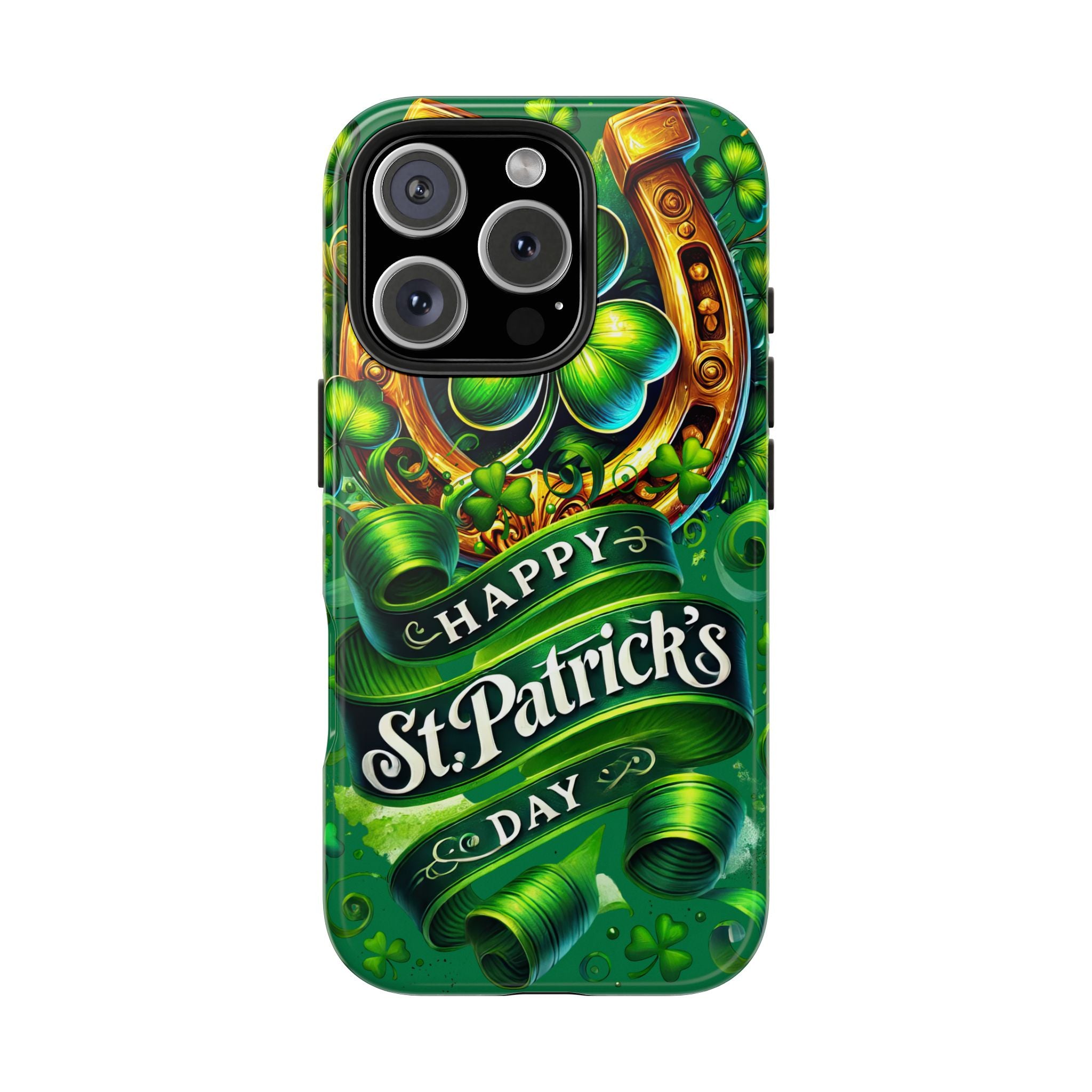 St. Patrick's Day Tough Phone Case - Lucky Horseshoe & Shamrocks
