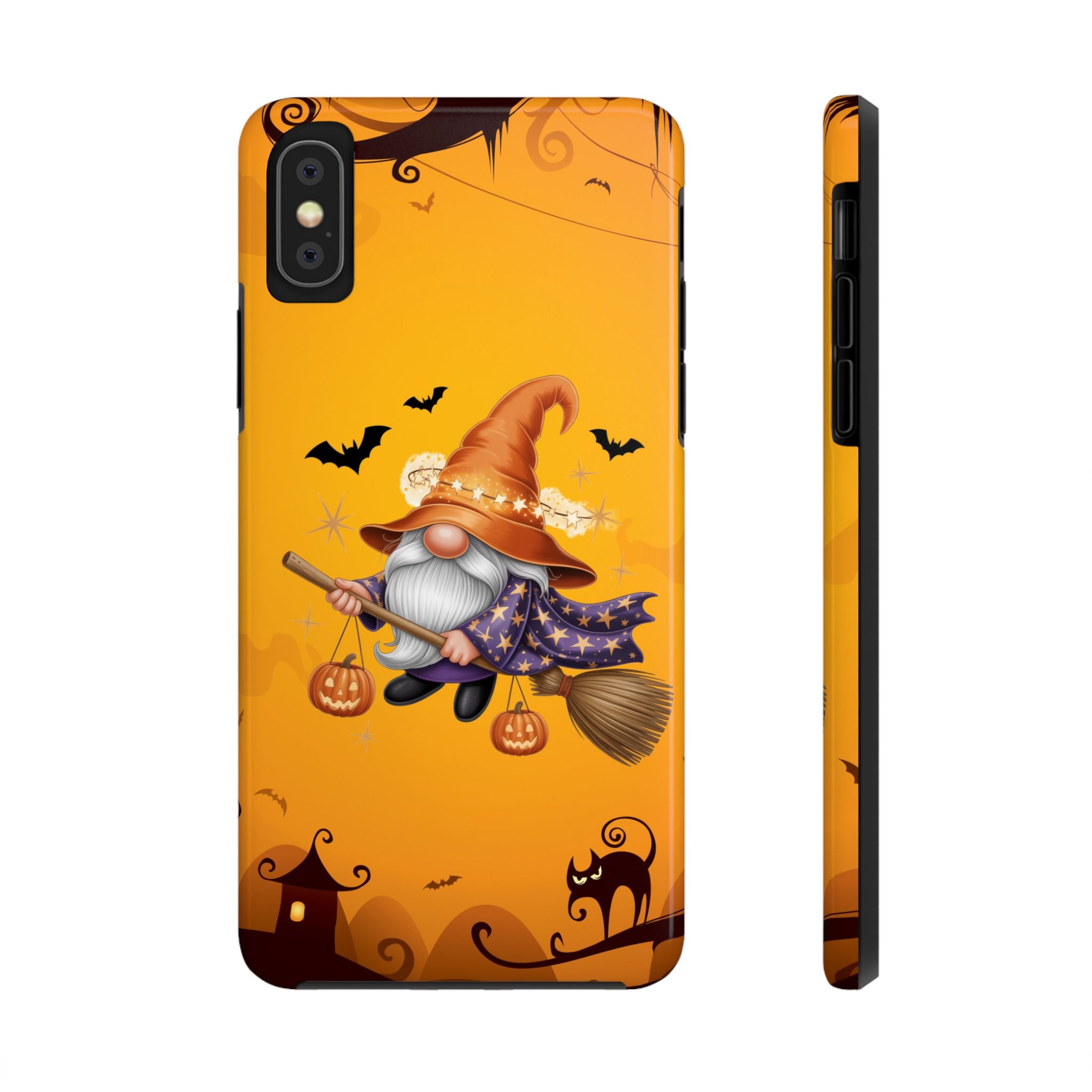 Halloween Gnome Phone Case, Tough Mobile Cover, Fall Decor, Witchy Accessories, Gift for Halloween Lovers, Pumpkin and Cat Design