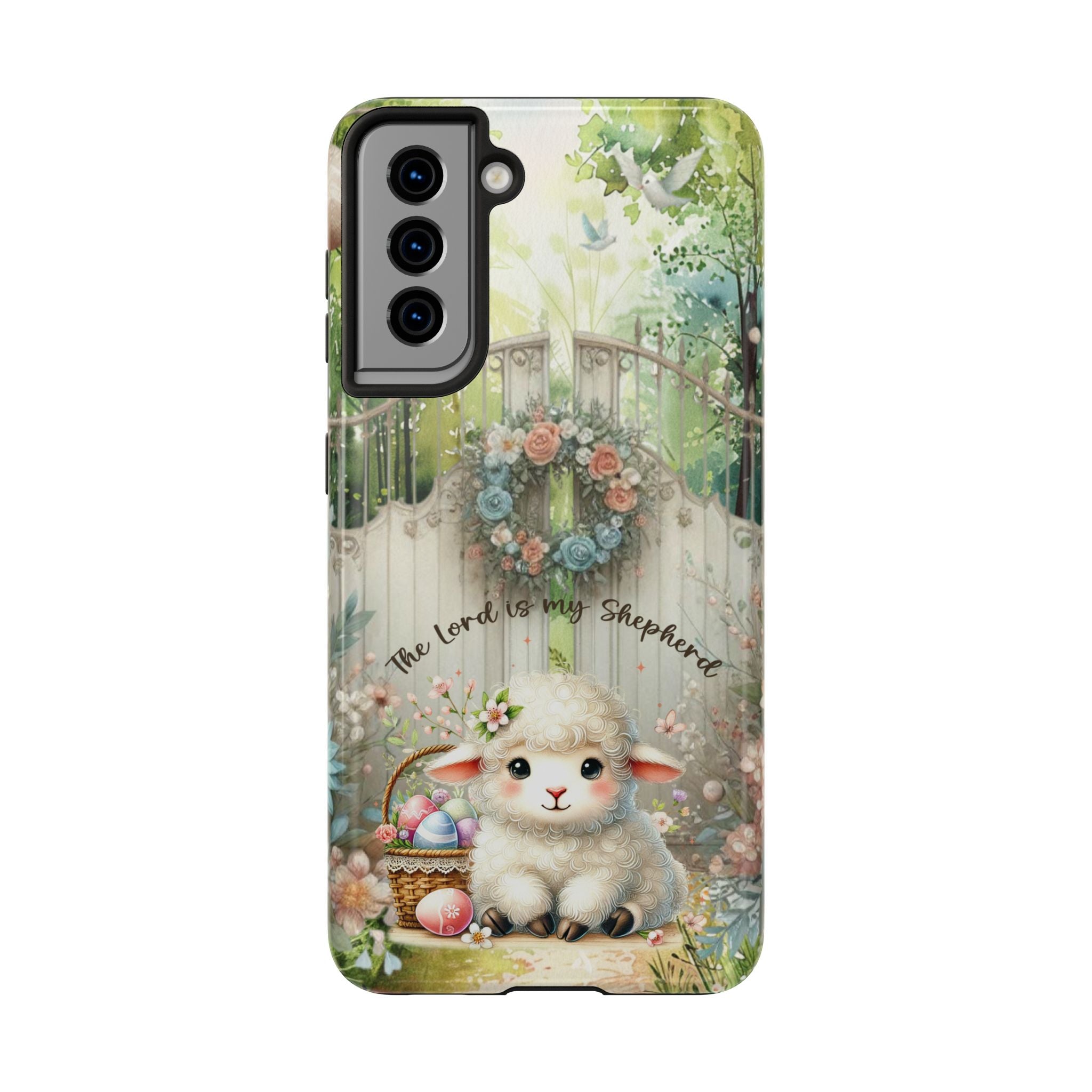 Floral Lamb Phone Case - 'The Lord is my Shepherd' - Cute Easter Design