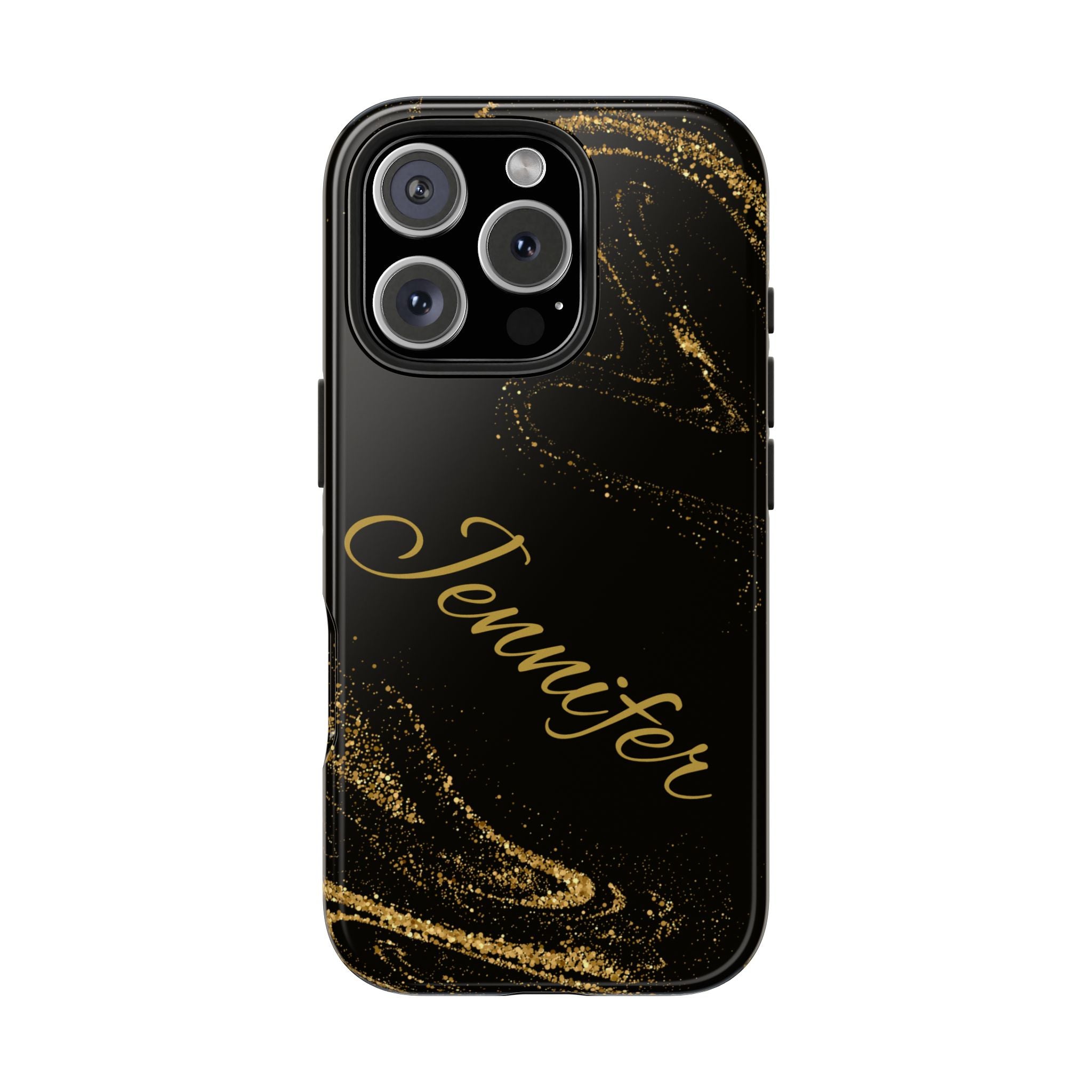 Personalized Tough Impact Resistant Phone Case Elegant Black and Gold Design for Stylish Protection iPhone Samsung Cover