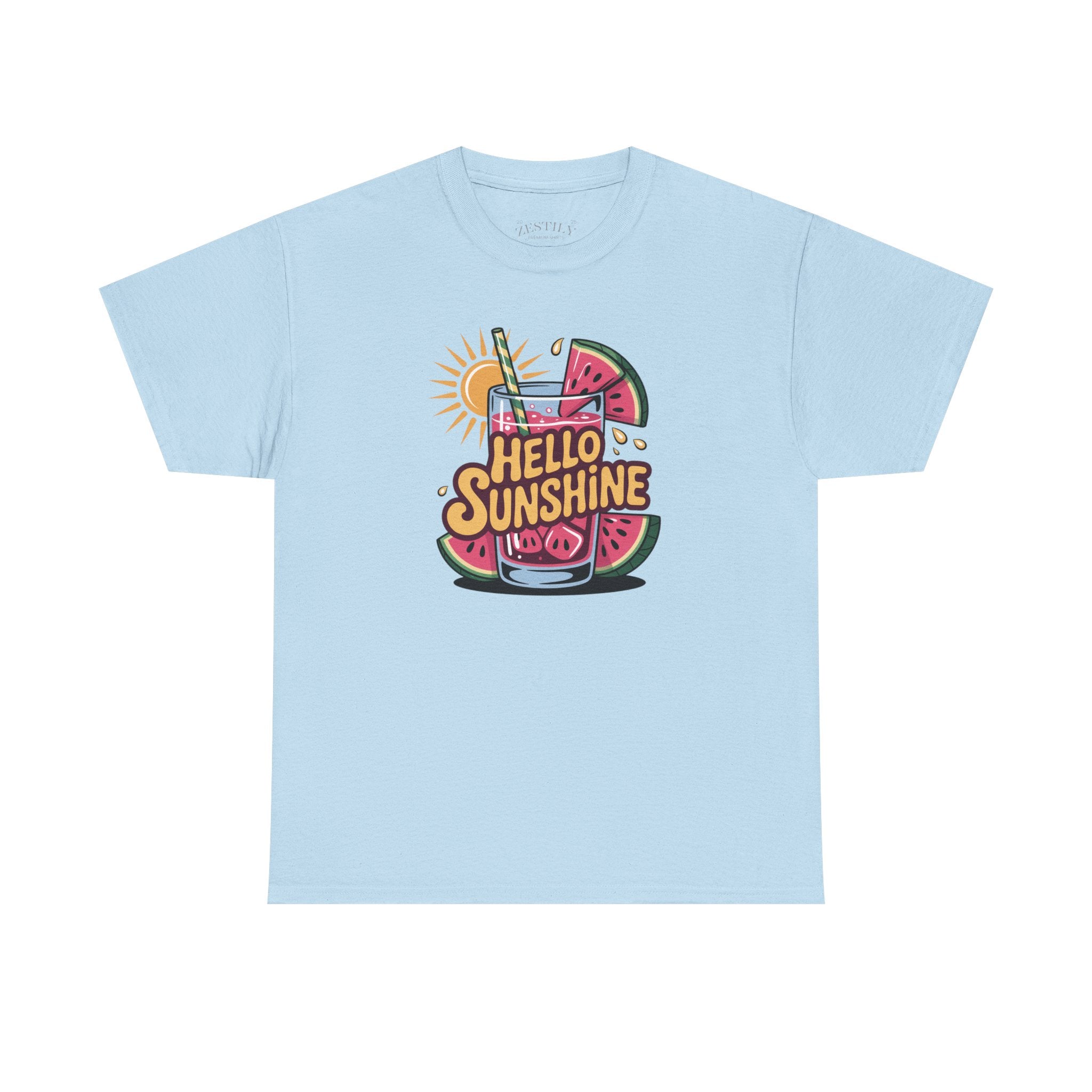 Hello Sunshine Heavy Cotton Tee, Summer Vibes Shirt, Perfect for Beach Days, Casual Wear, Gift for Friends, Fun Graphic Tee