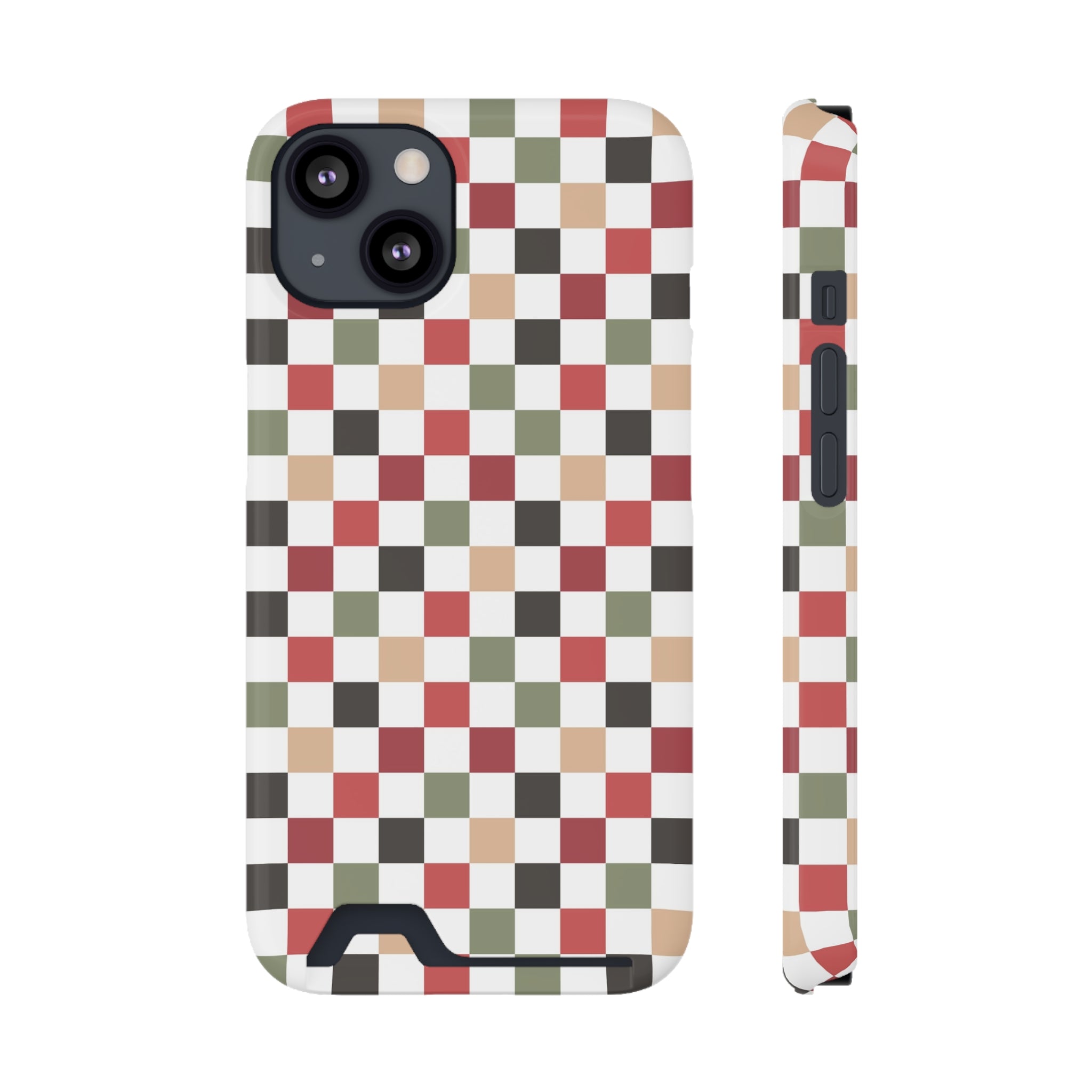 Chic Patterned Phone Case with Card Holder - Stylish & Functional Accessory