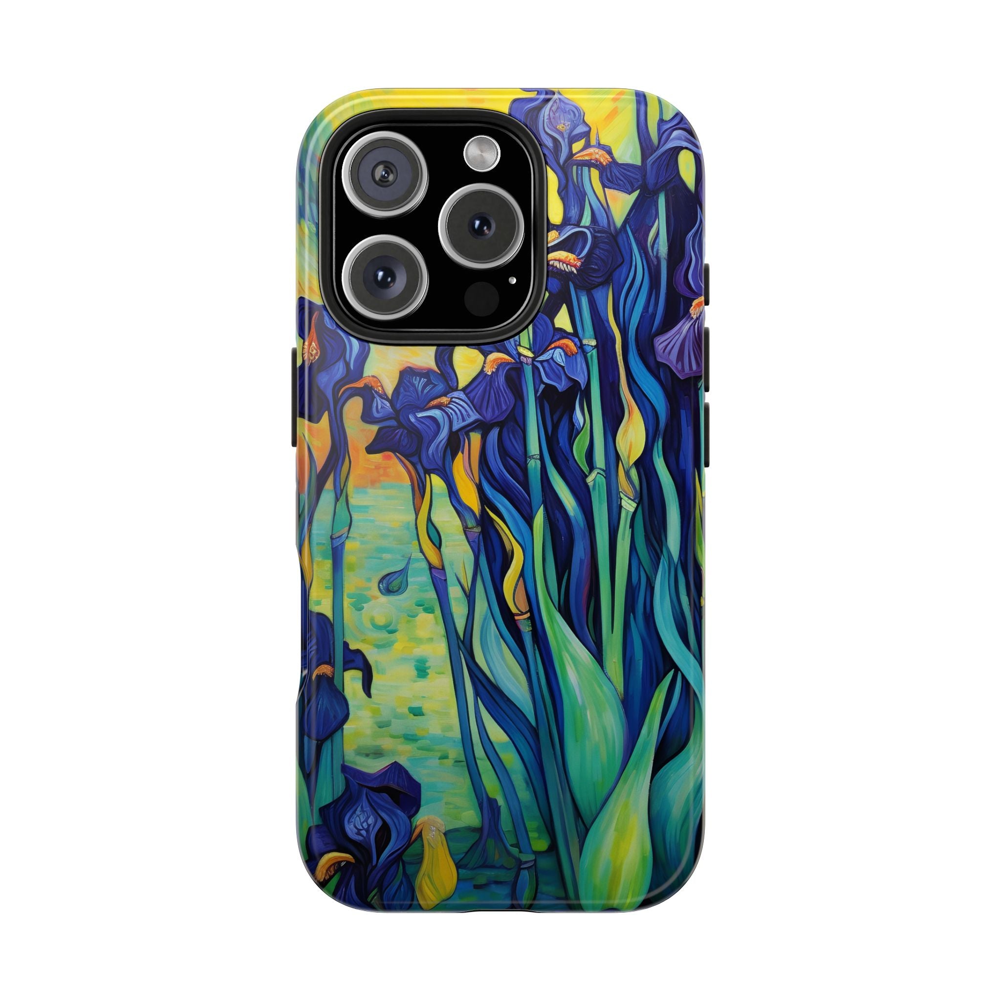 Van Gogh Inspired Artistic Floral Tough Impact Resistant Phone Case with Vibrant Iris Design iPhone Samsung Cover