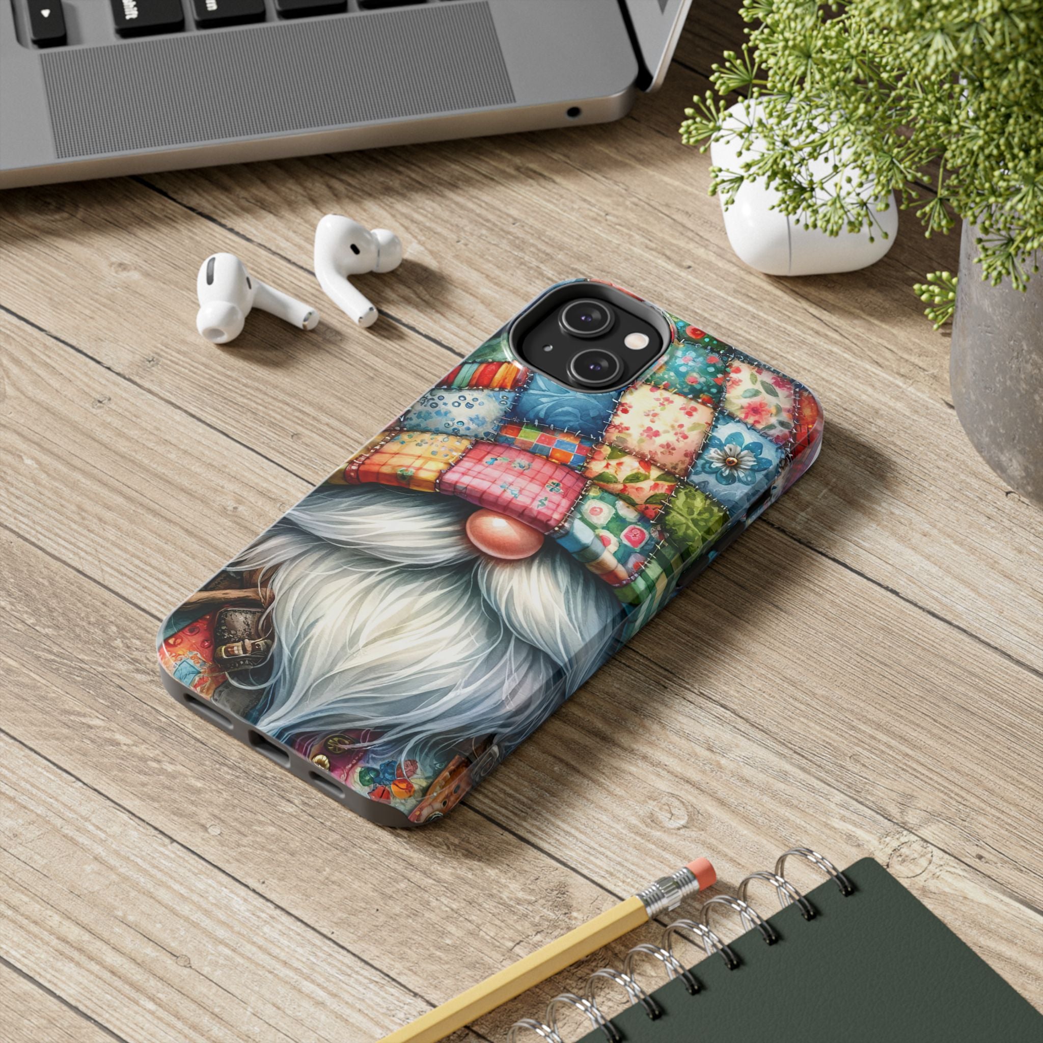 Cozy Patchwork Gnome Tough Impact Resistant Phone Case Colorful Spring Design iPhone Samsung Cover