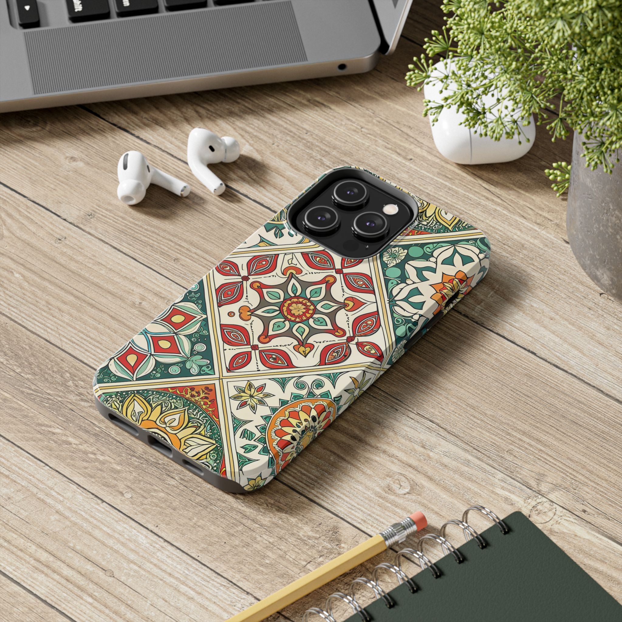 Bohemian Tile Tough Impact Resistant Phone Case Durable Protection with Artistic Design For iPhone Samsung