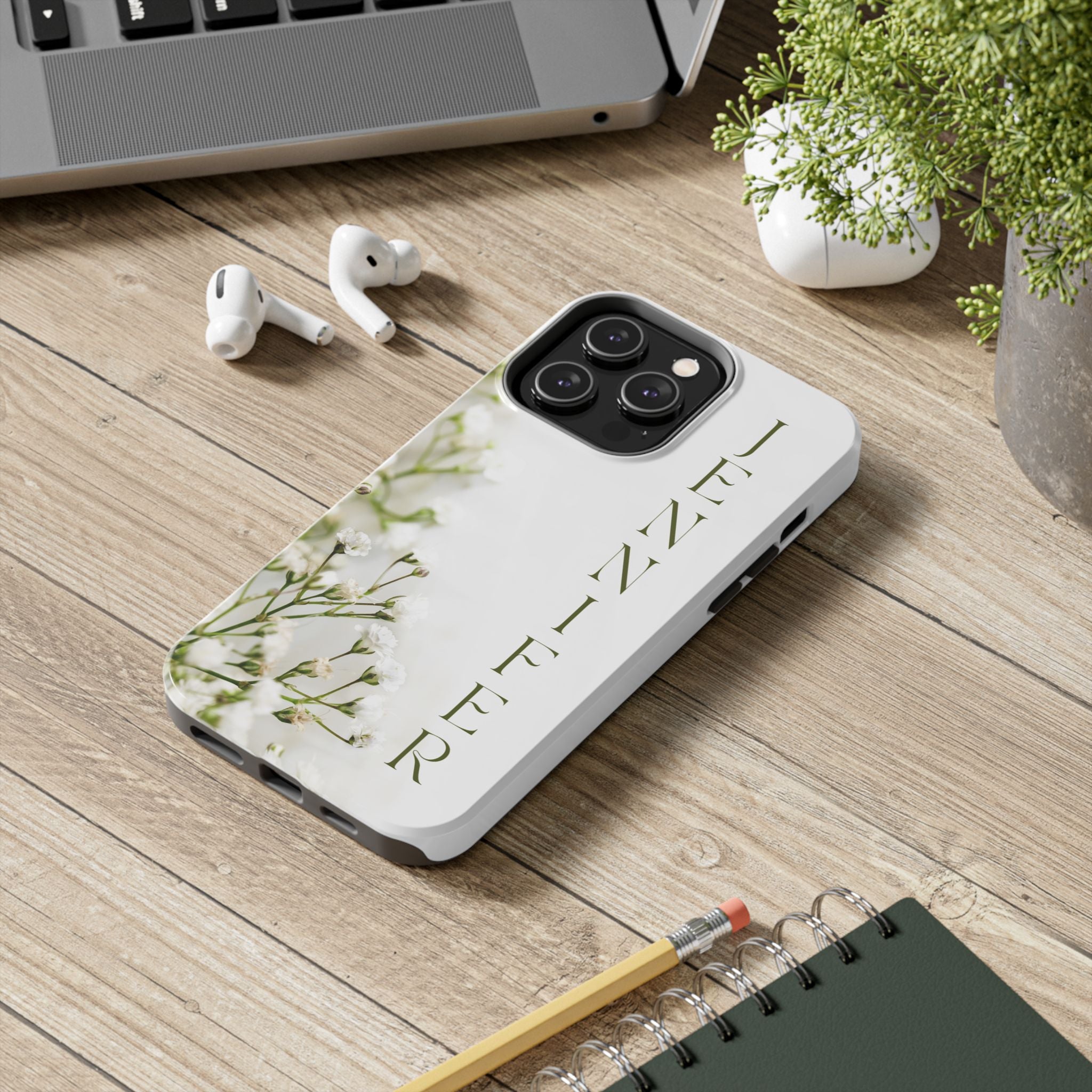 Personalized Floral Tough Phone Case - Customized With Your Name