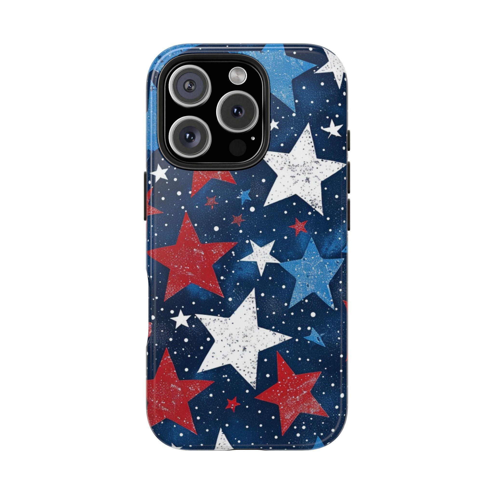 Patriotic Star Pattern Tough Impact Resistant Phone Case Independence Day & Everyday Use Cover Samsung iPhone