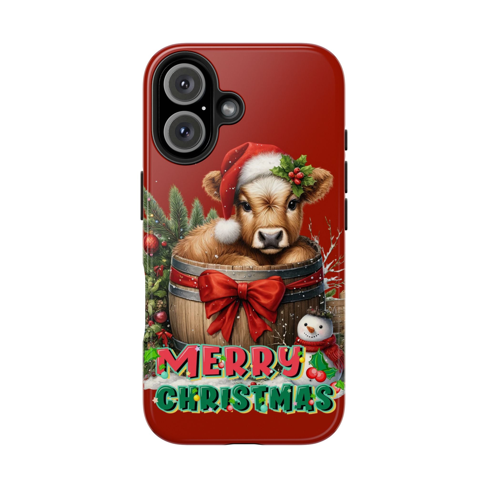 Merry Christmas Highland Cow Tough Mobile Phone Case
