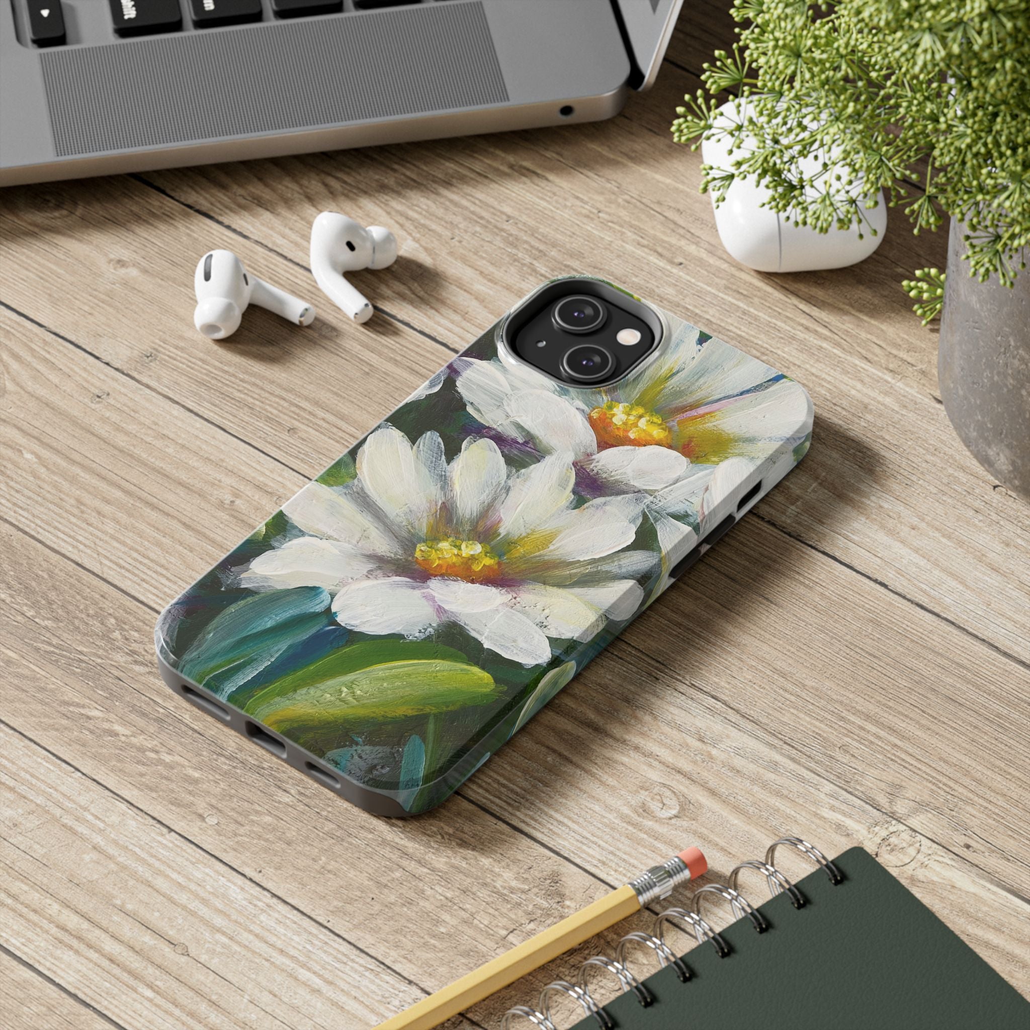 Floral Daisy Tough Phone Case - Durable Protective Cover with Vibrant White Flowers