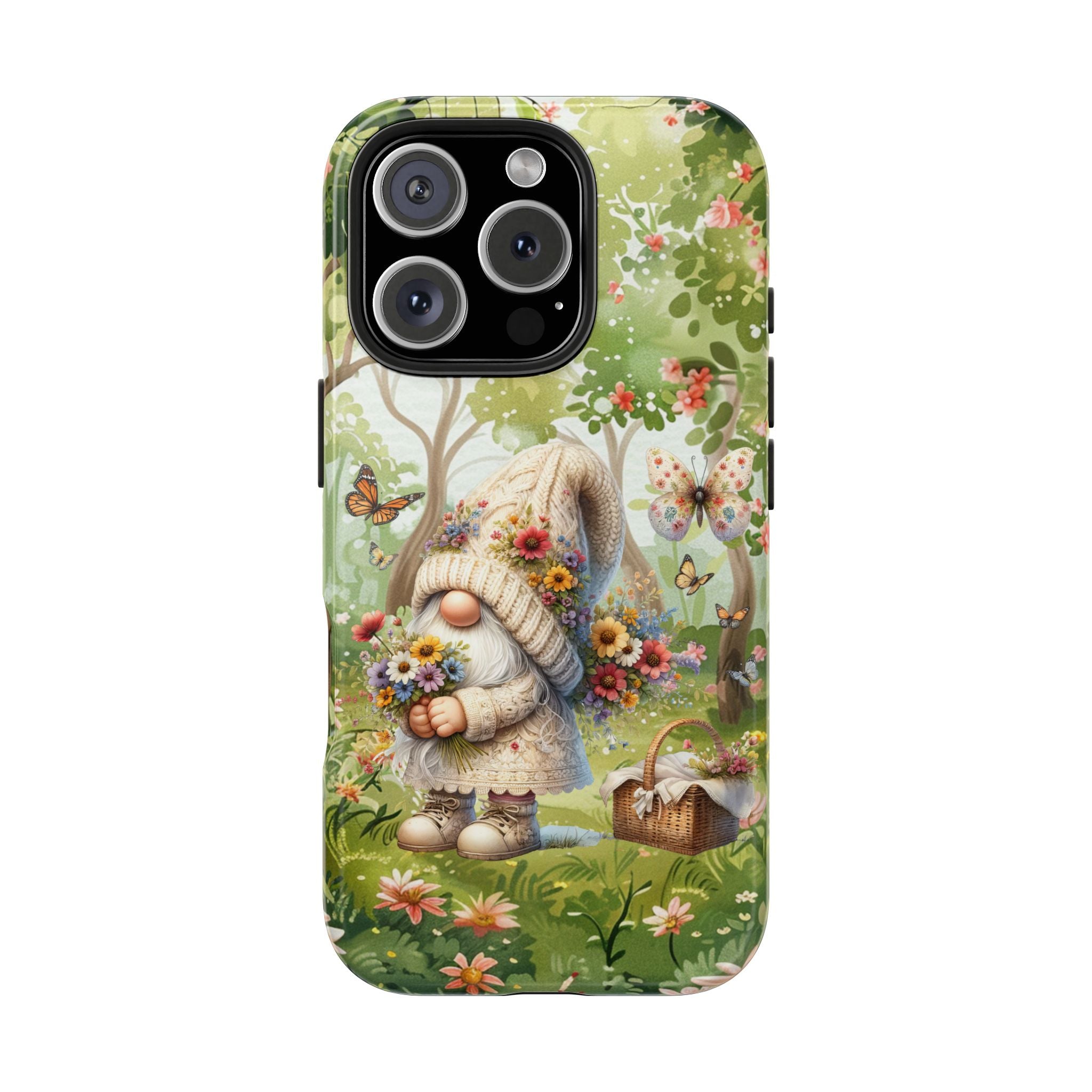 Whimsical Gnome Floral Tough Phone Case - Perfect for Nature Lovers