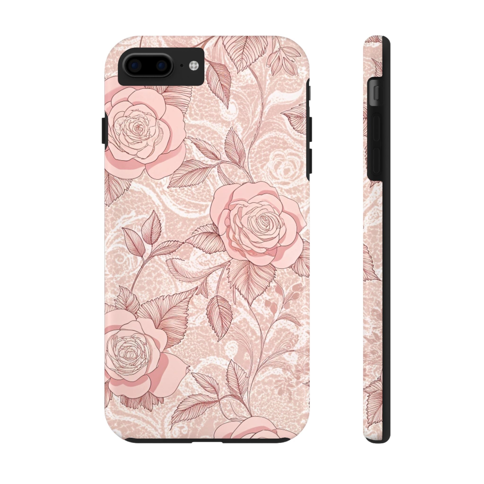 Beautiful Pink Floral Tough iPhone Samsung Case, Durable Rose Pattern, Phone Accessory, Gift for Her, Trendy Tech Protection