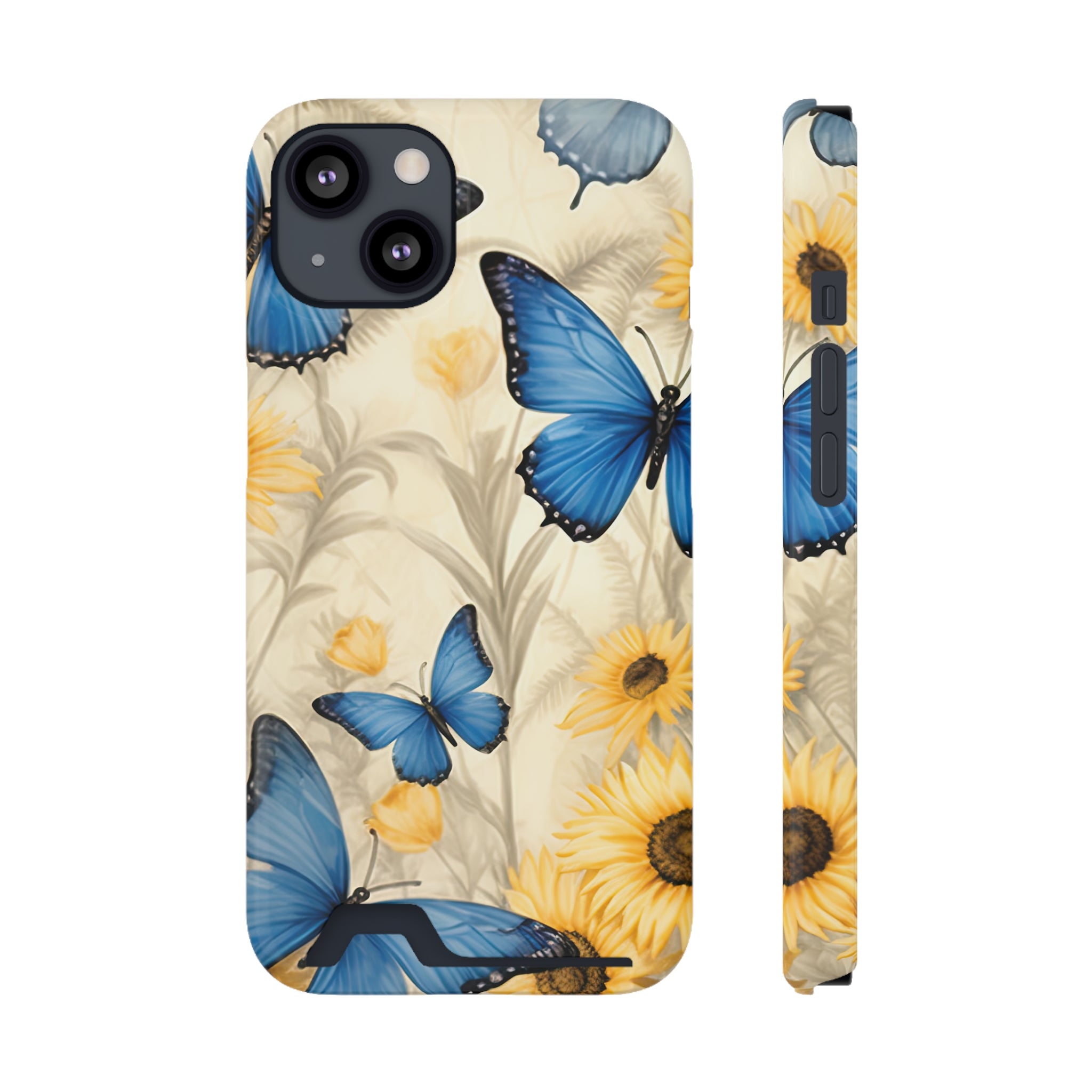 Floral Butterfly Phone Case with Card Holder - Stylish and Functional