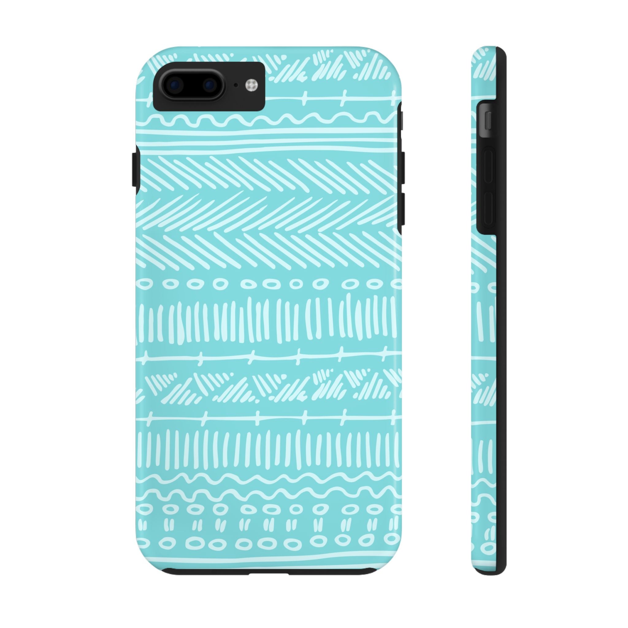 Trendy Tough Impact Resistant Phone Case With Vibrant Aquamarine Geometric Design iPhone Samsung Cover