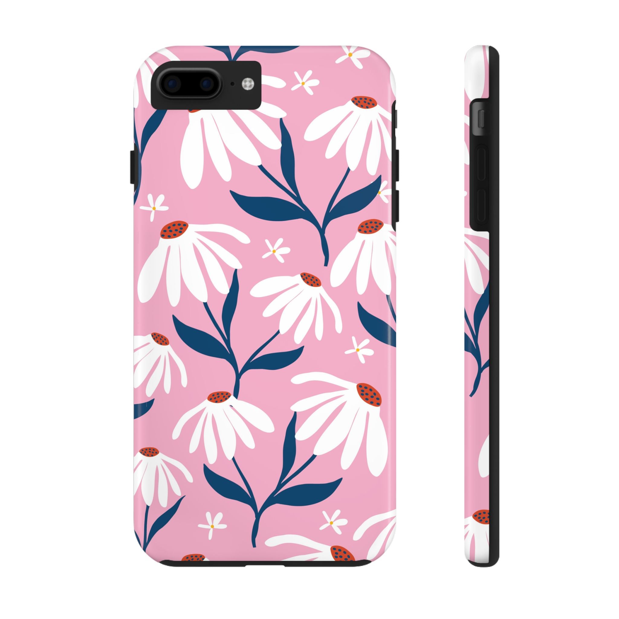 Pink & White Floral Impact Resistant Tough iPhone Samsung Case