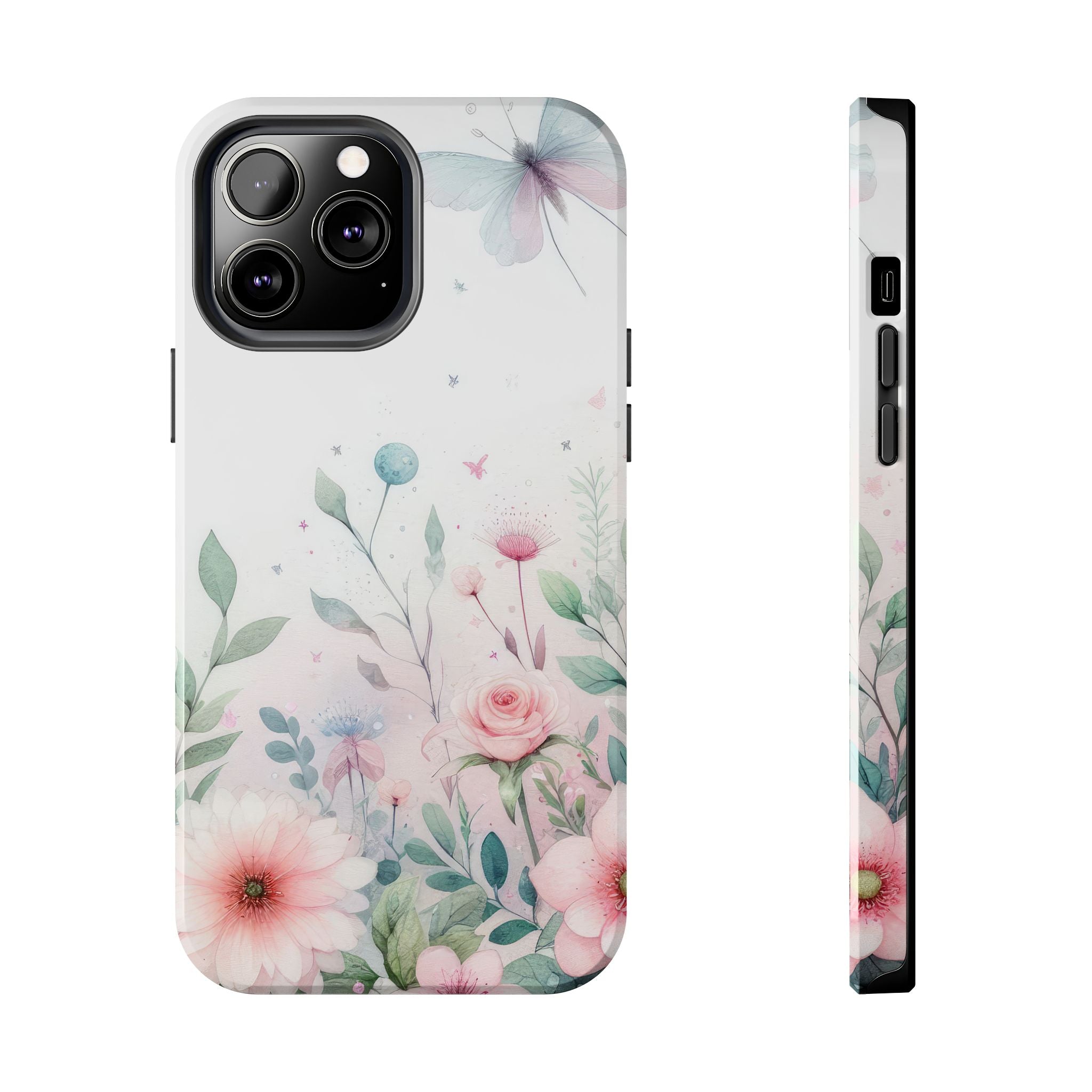Pastel Colors Butterfly & Flowers Tough Mobile Phone Case