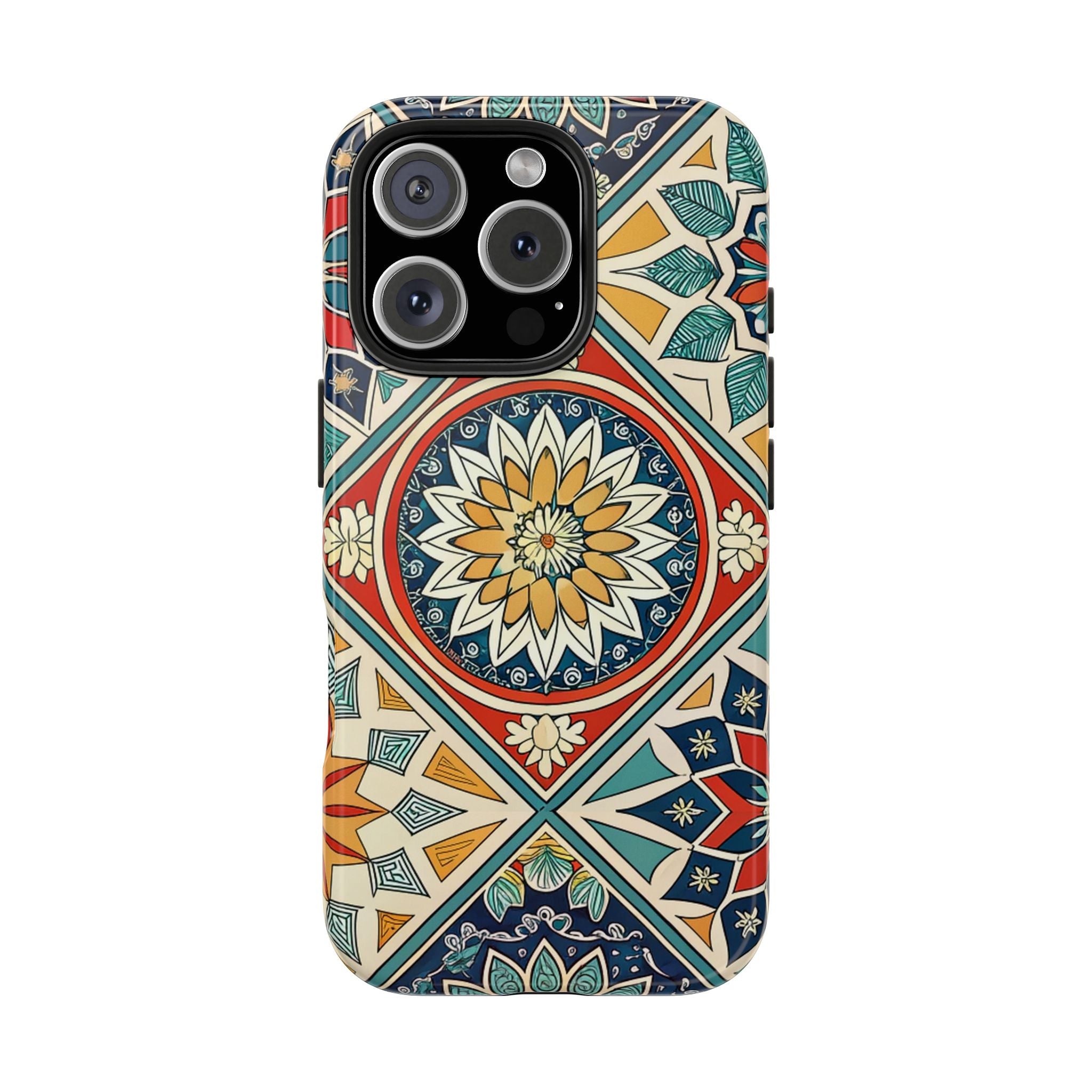 Bohemian Floral Tough Impact Resistant Phone Case Durable Protection with Vibrant Mandala Design iPhone Samsung Cover