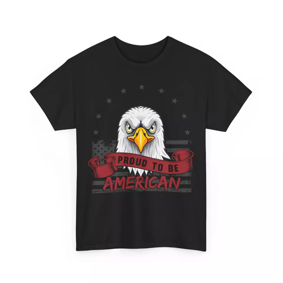 Proud To Be American Eagle Black Heavy Cotton Graphic Tee