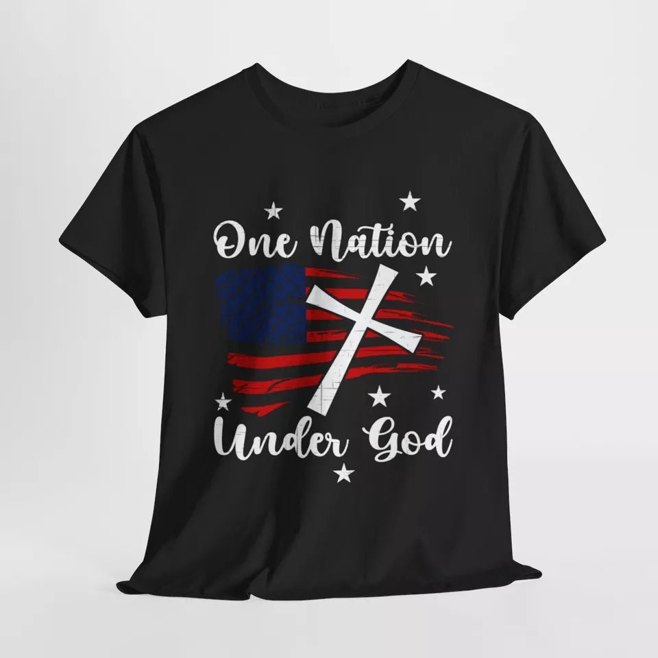 One Nation Under God Black Unisex Heavy Cotton Graphic Tee