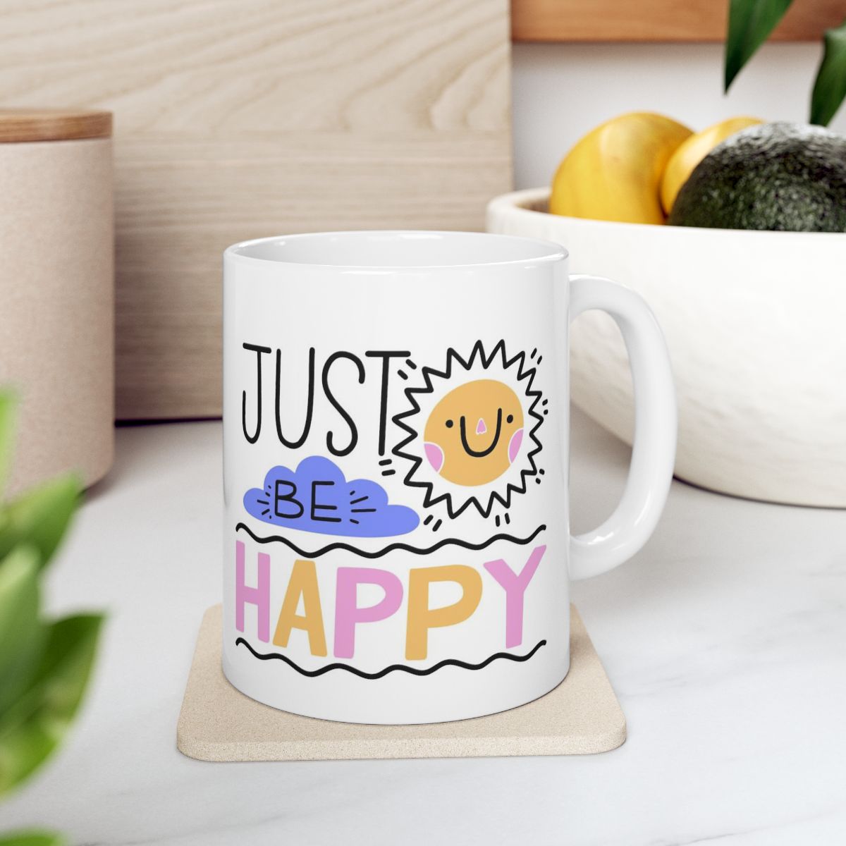 Just Be Happy Sunshine Smiles White Ceramic Coffee Mug