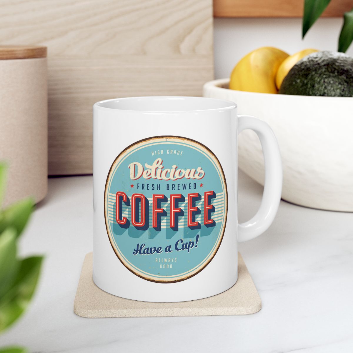 Delicious Fresh Brewed Coffee Have A Cup White Ceramic Coffee Mug