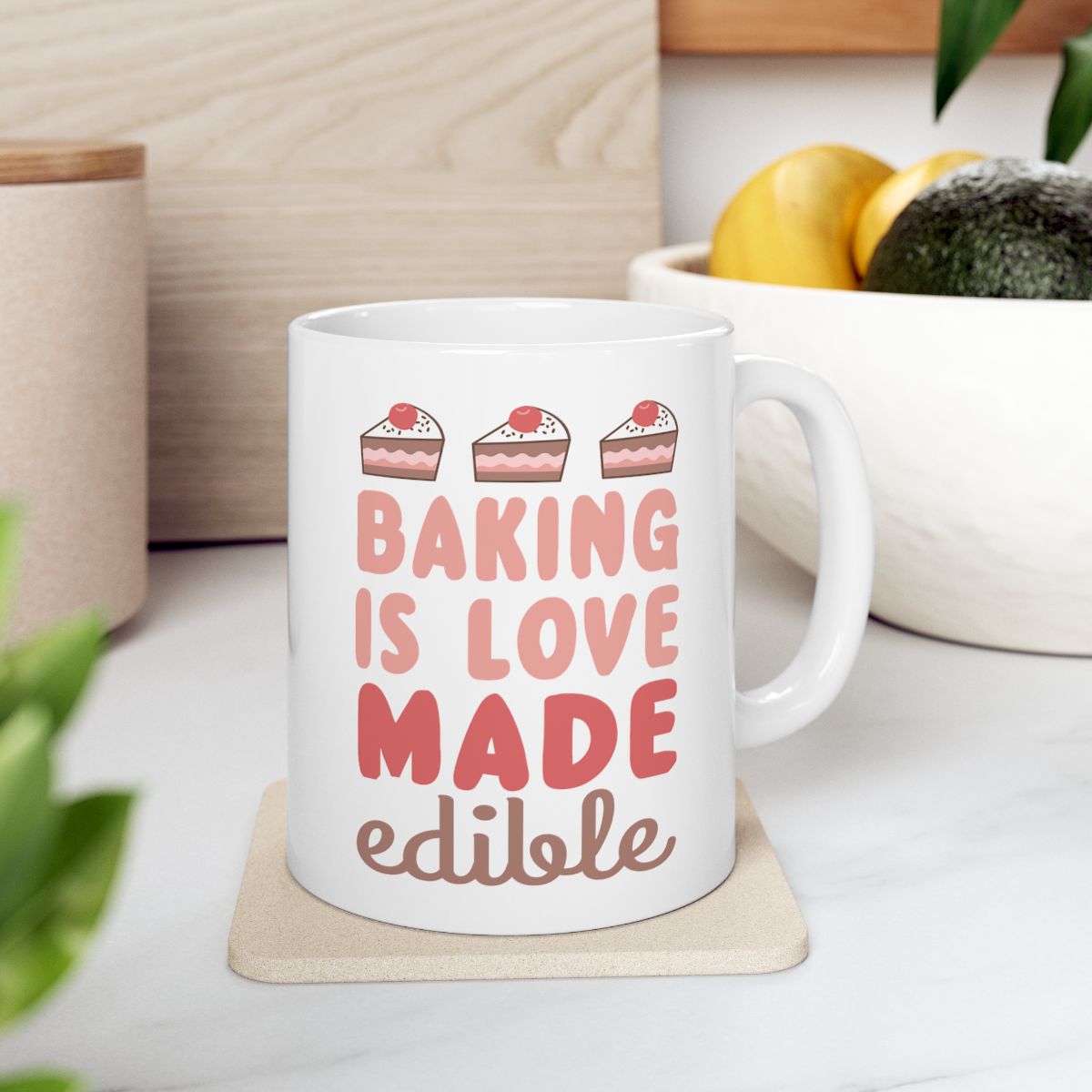 Baking Is Love Made Edible Graphic Ceramic Coffee Mug