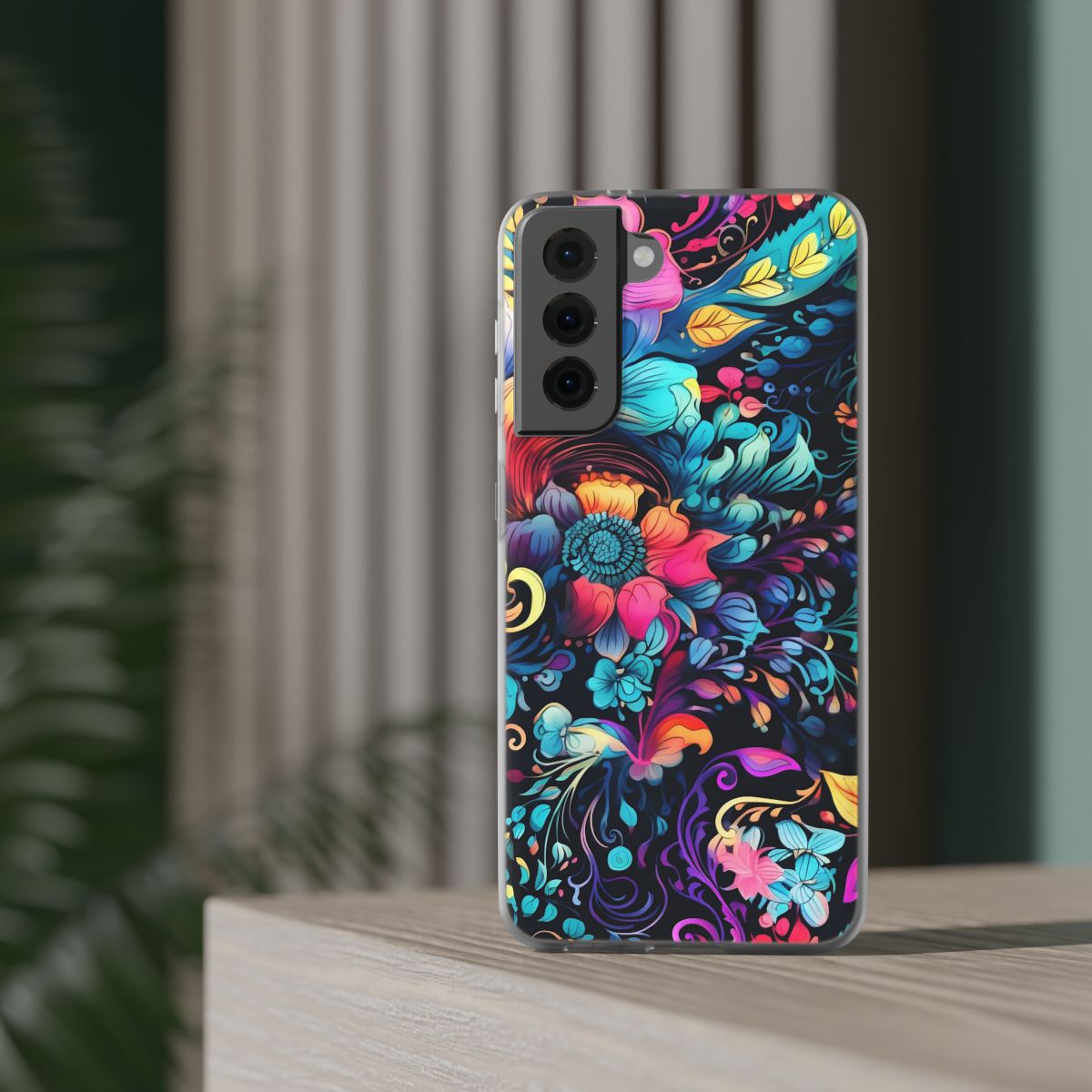 Vibrant Flowers iPhone Samsung Flexi Case - Colorful Floral Pattern Phone Cover | Beautiful Slim Fitting Case