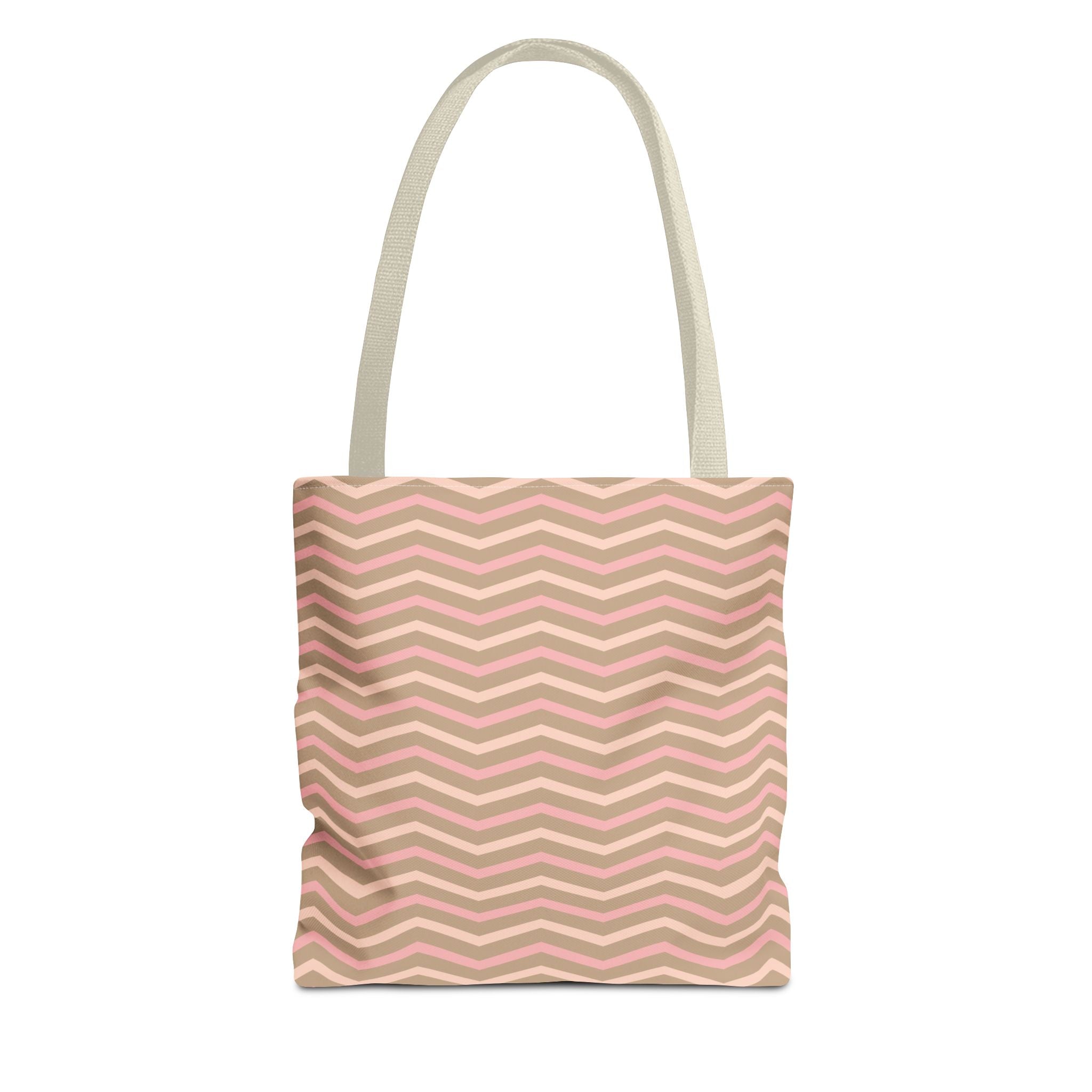 Boho Pink Beige Tan Wavy Carryall Tote Bag